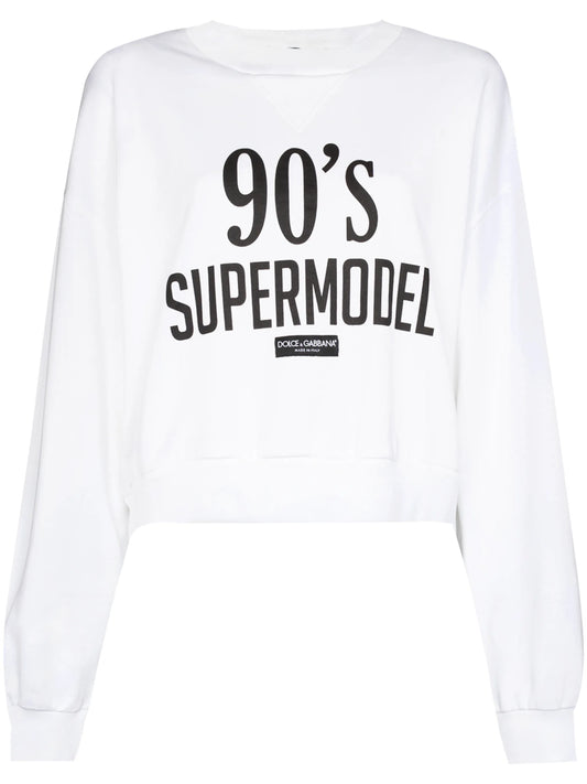 90s Supermodel-print drop-shoulder sweatshirt