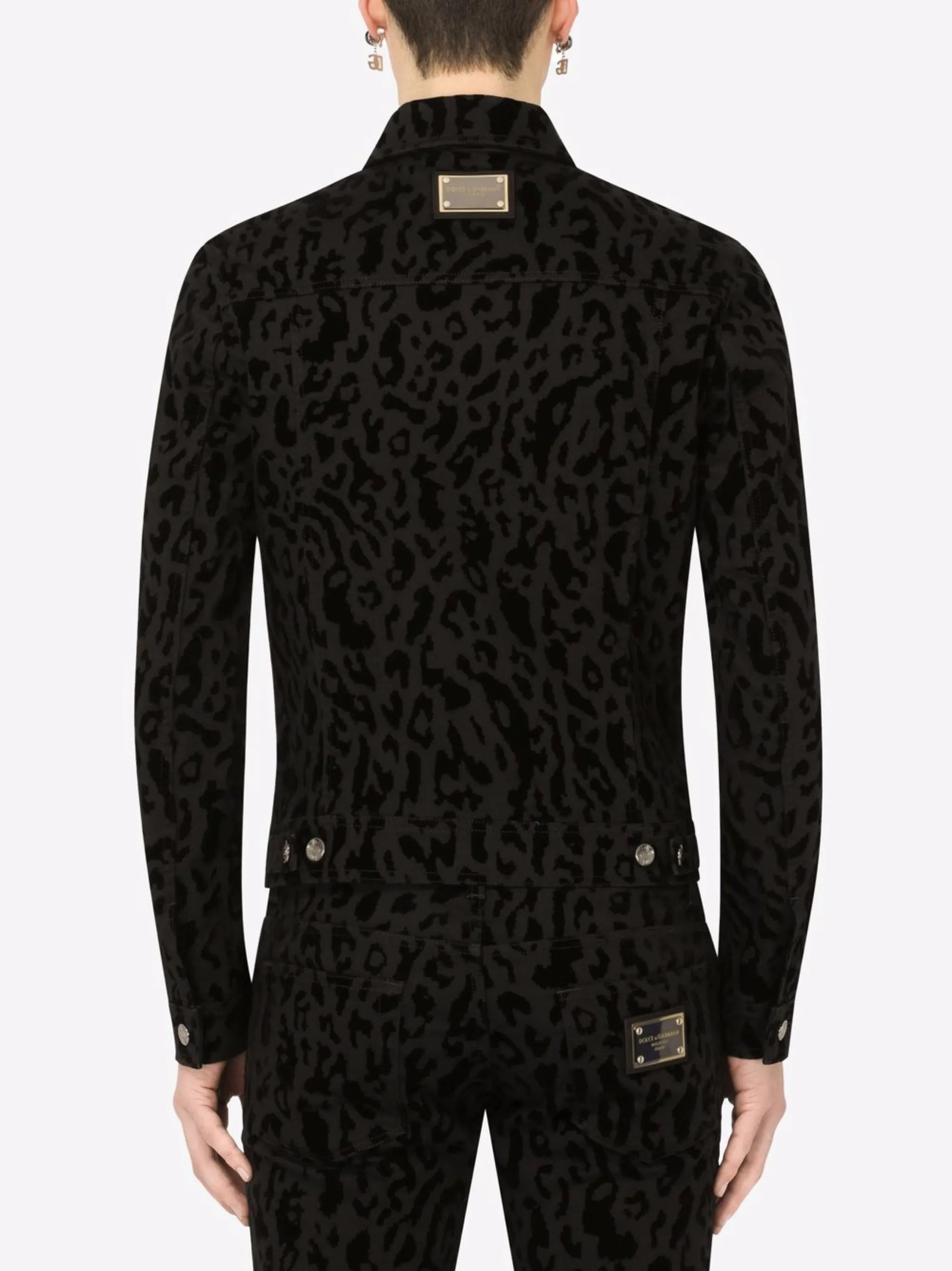 animal-print denim jacket