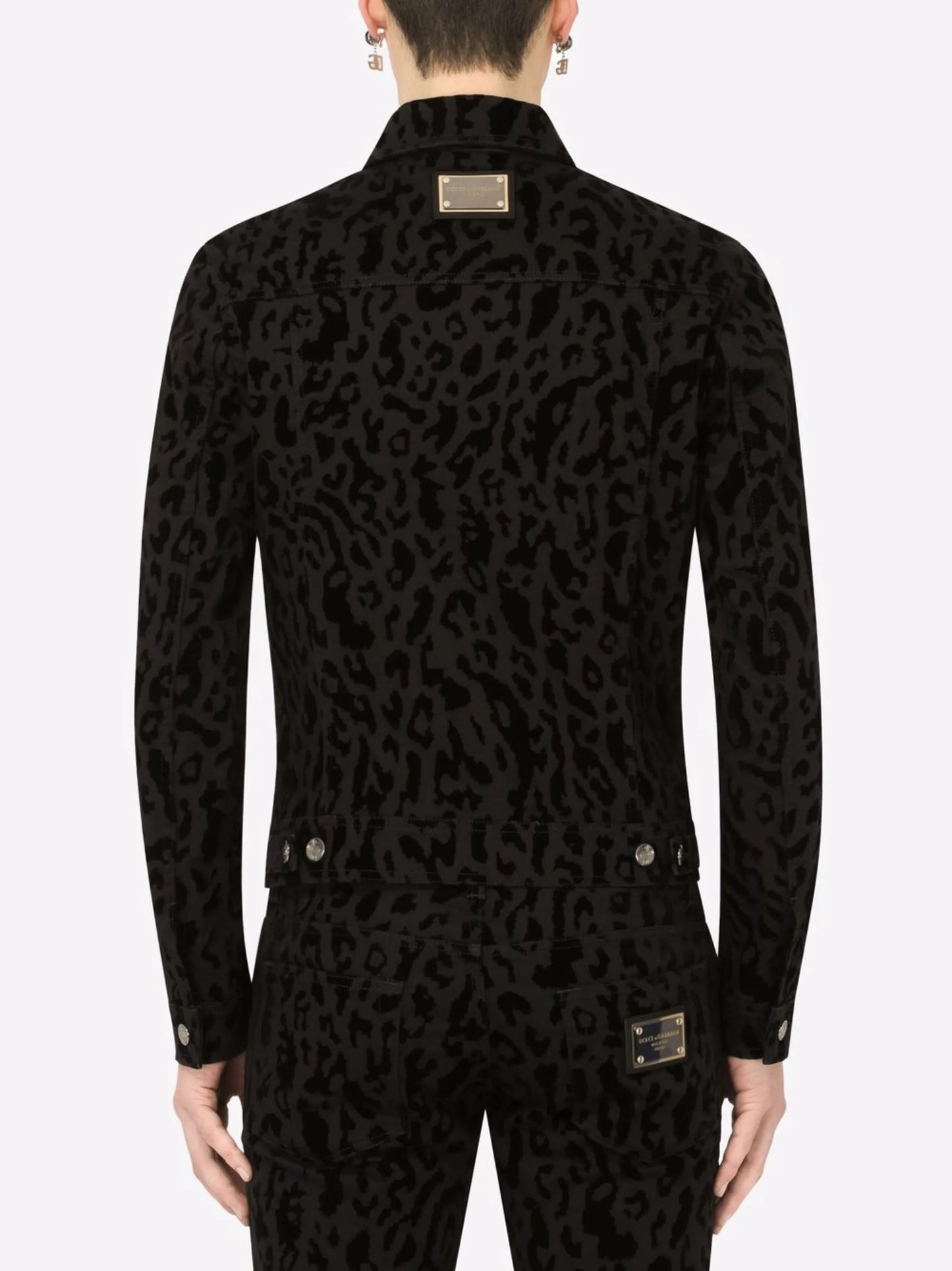 animal-print denim jacket