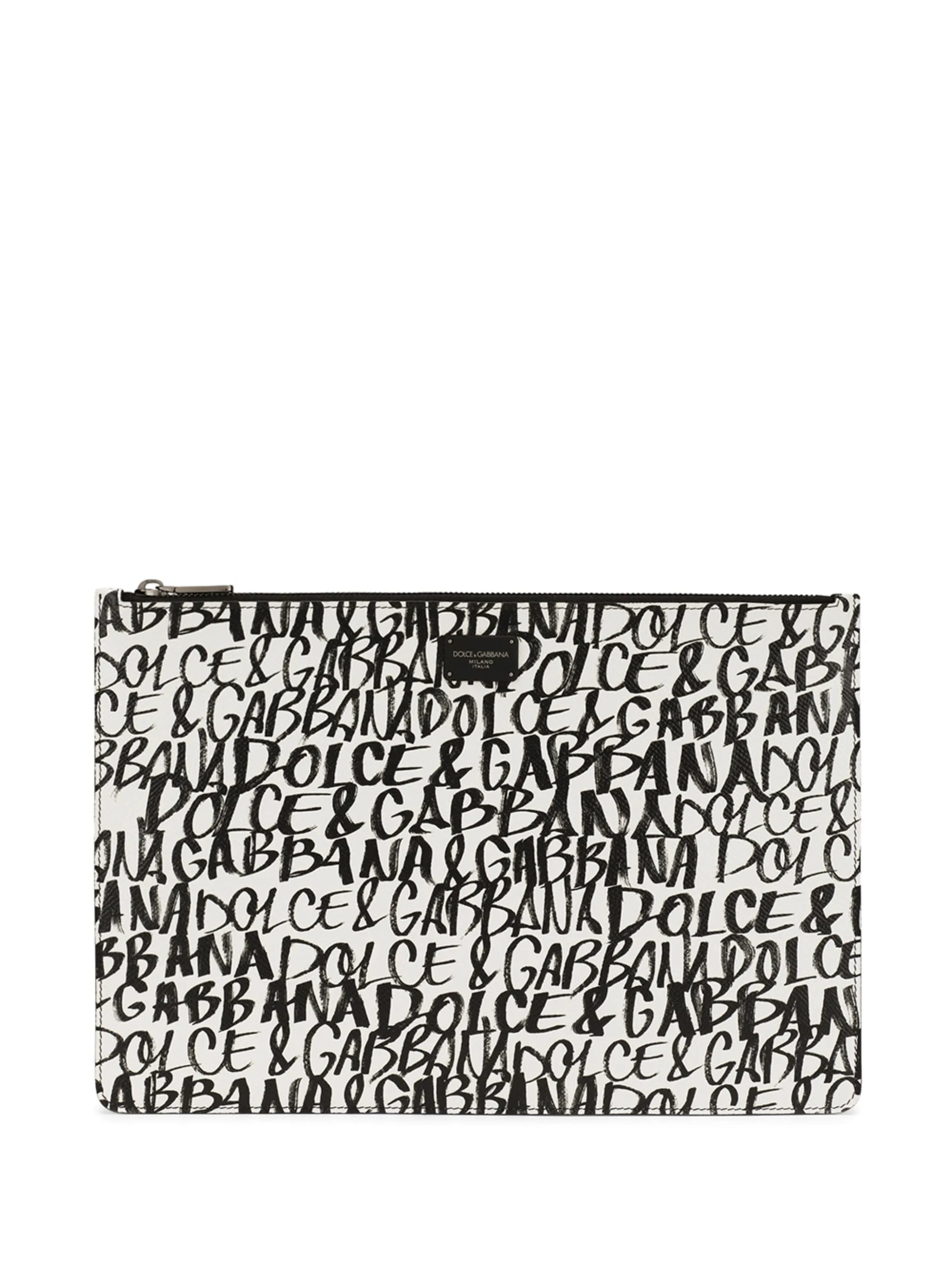 monogram-print clutch bag