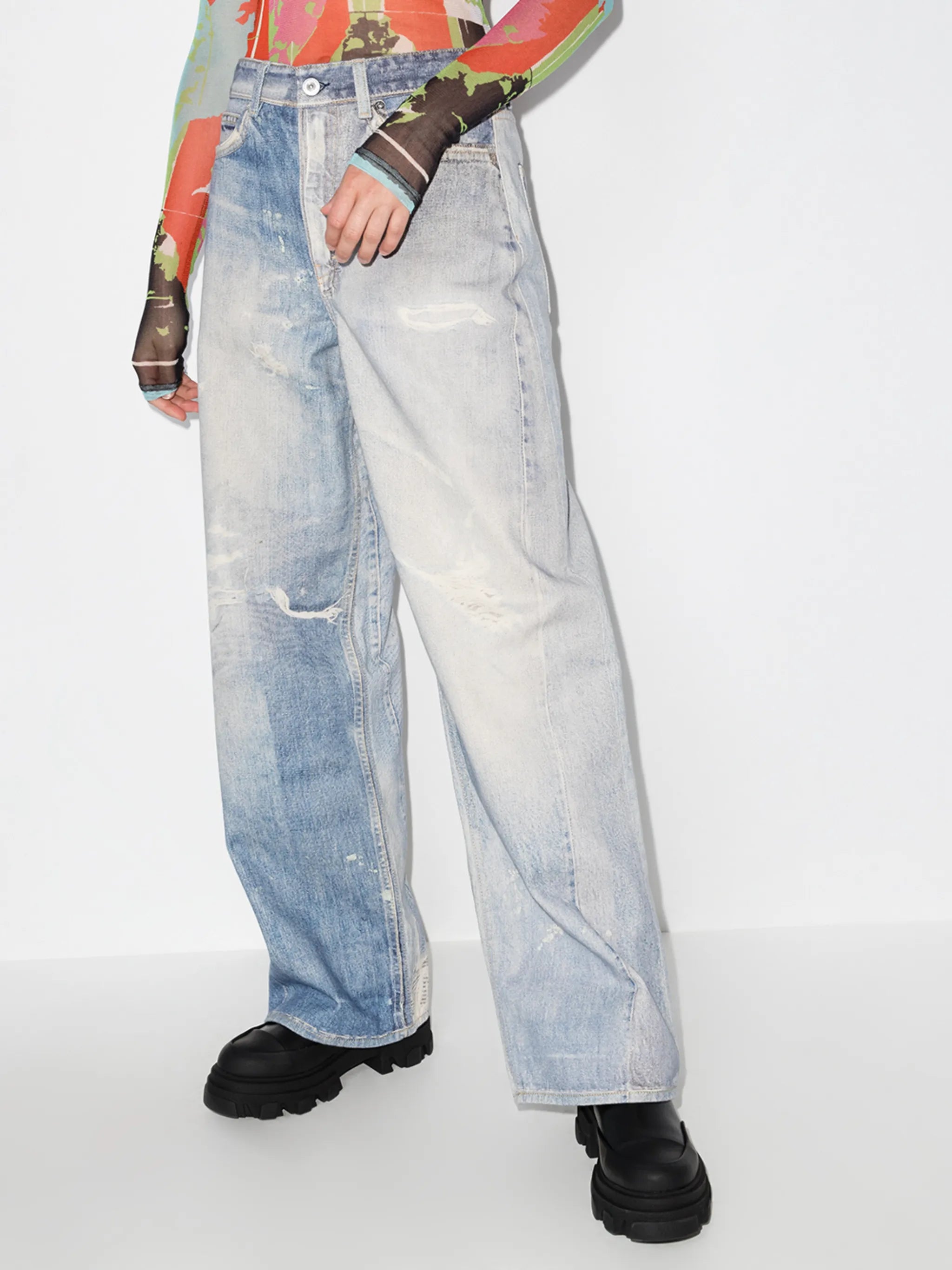 full cut distressed jeans