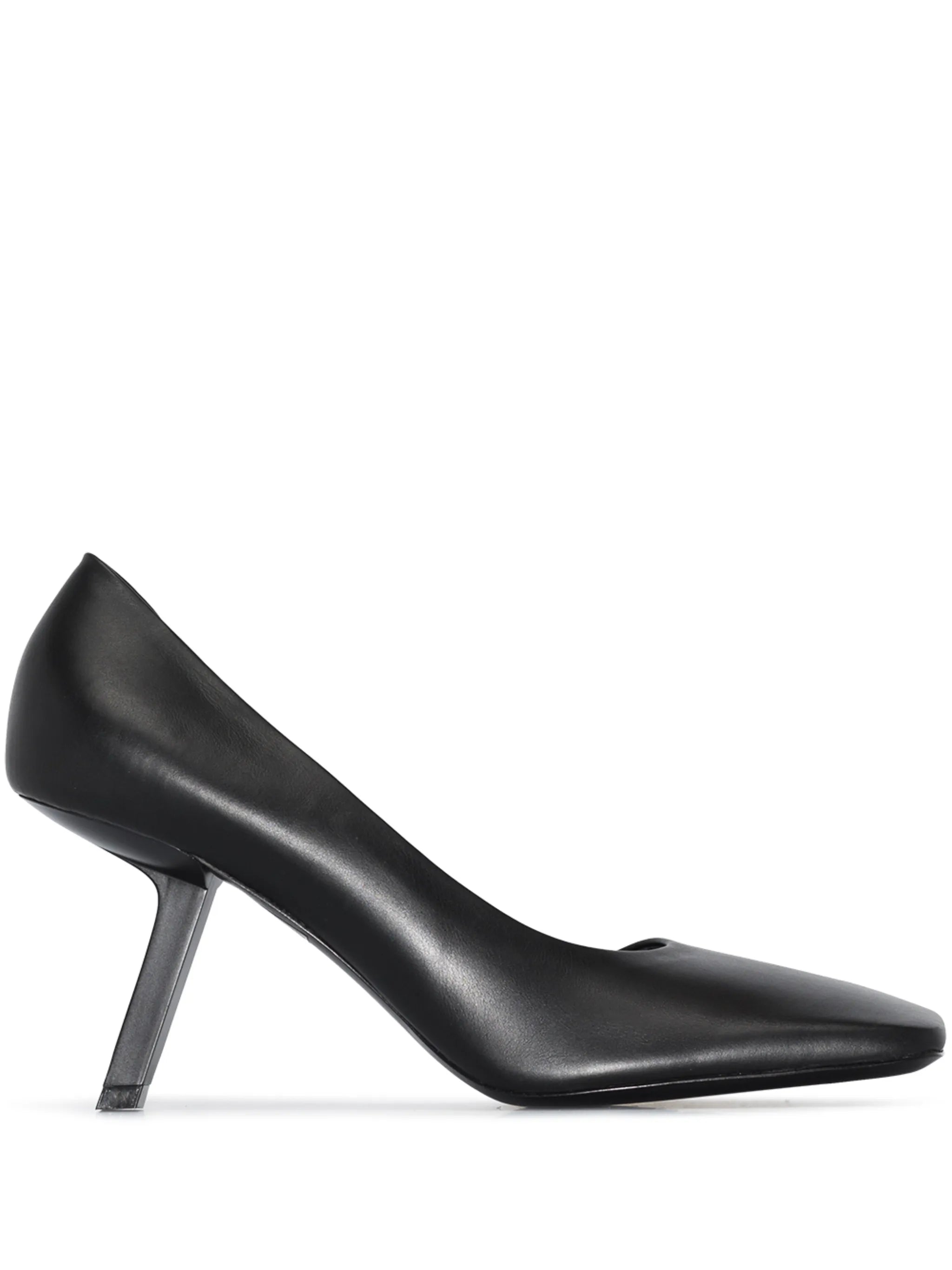 D'orsay sculpted heel leather pumps