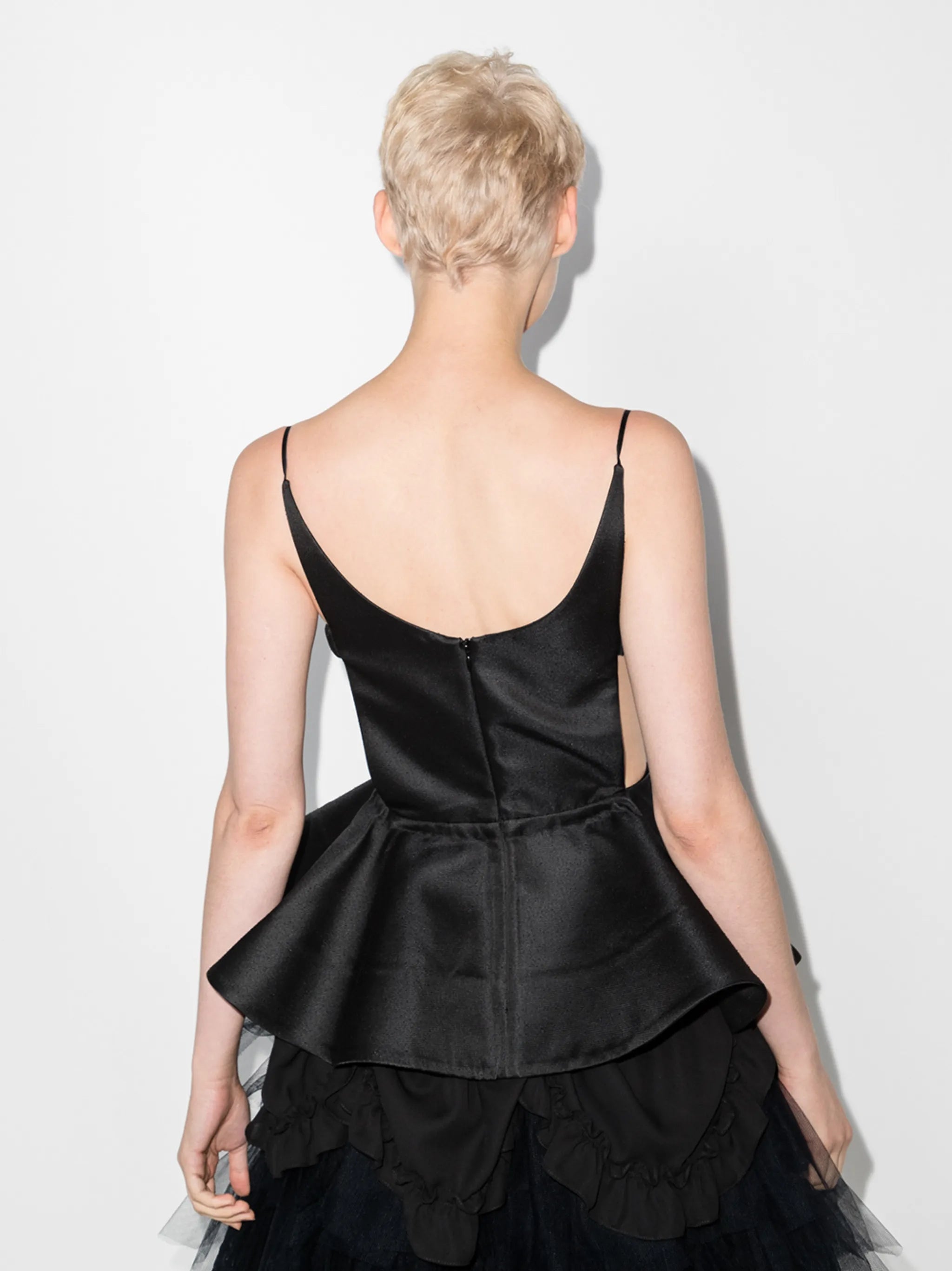cutout peplum-waist top