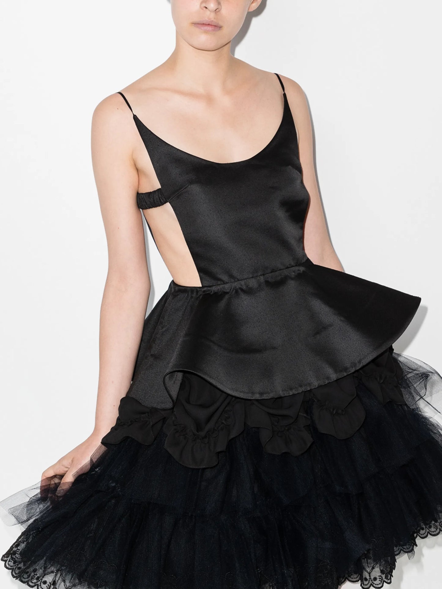 cutout peplum-waist top