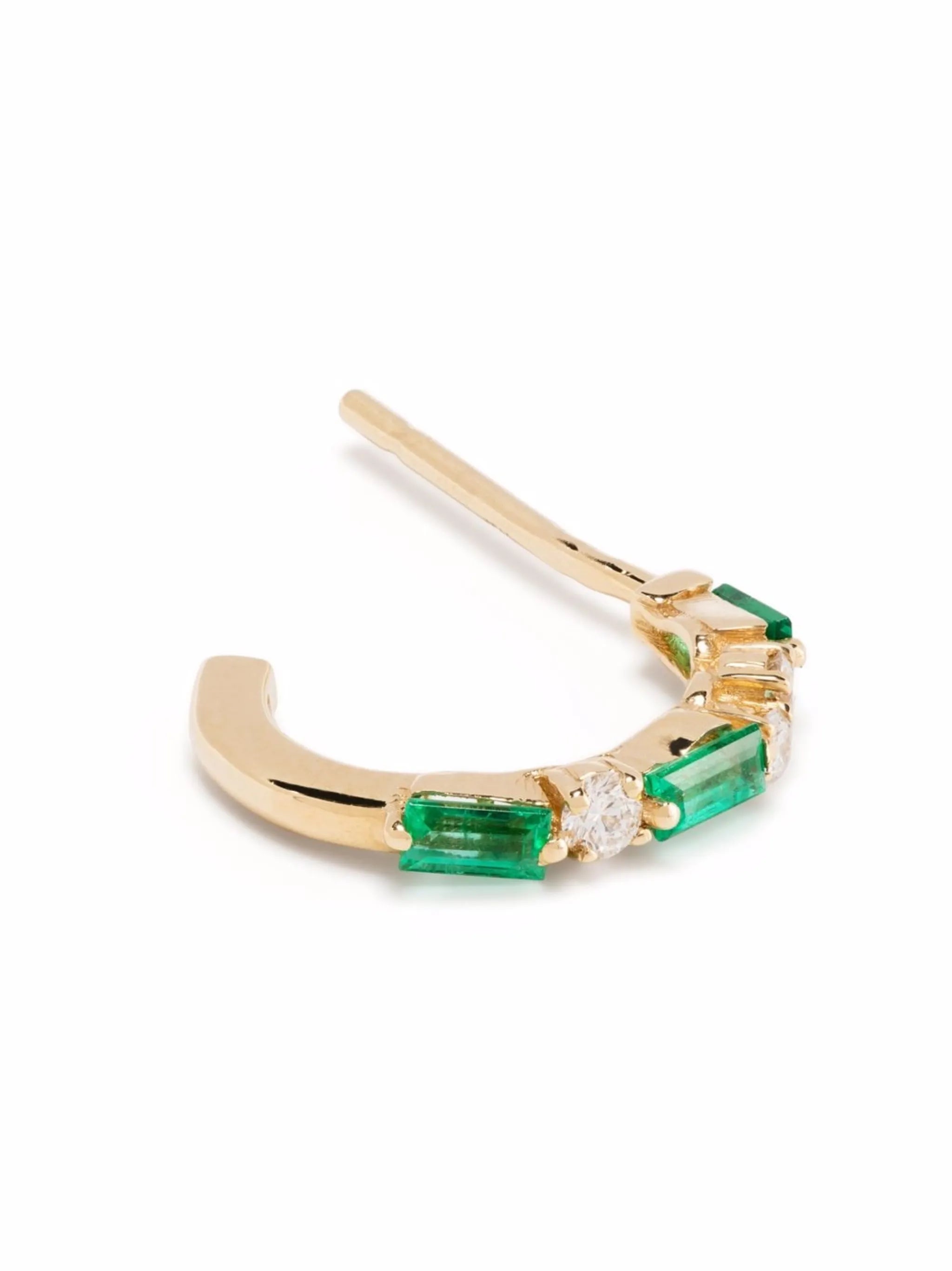18kt yellow gold emerald and diamond earrings