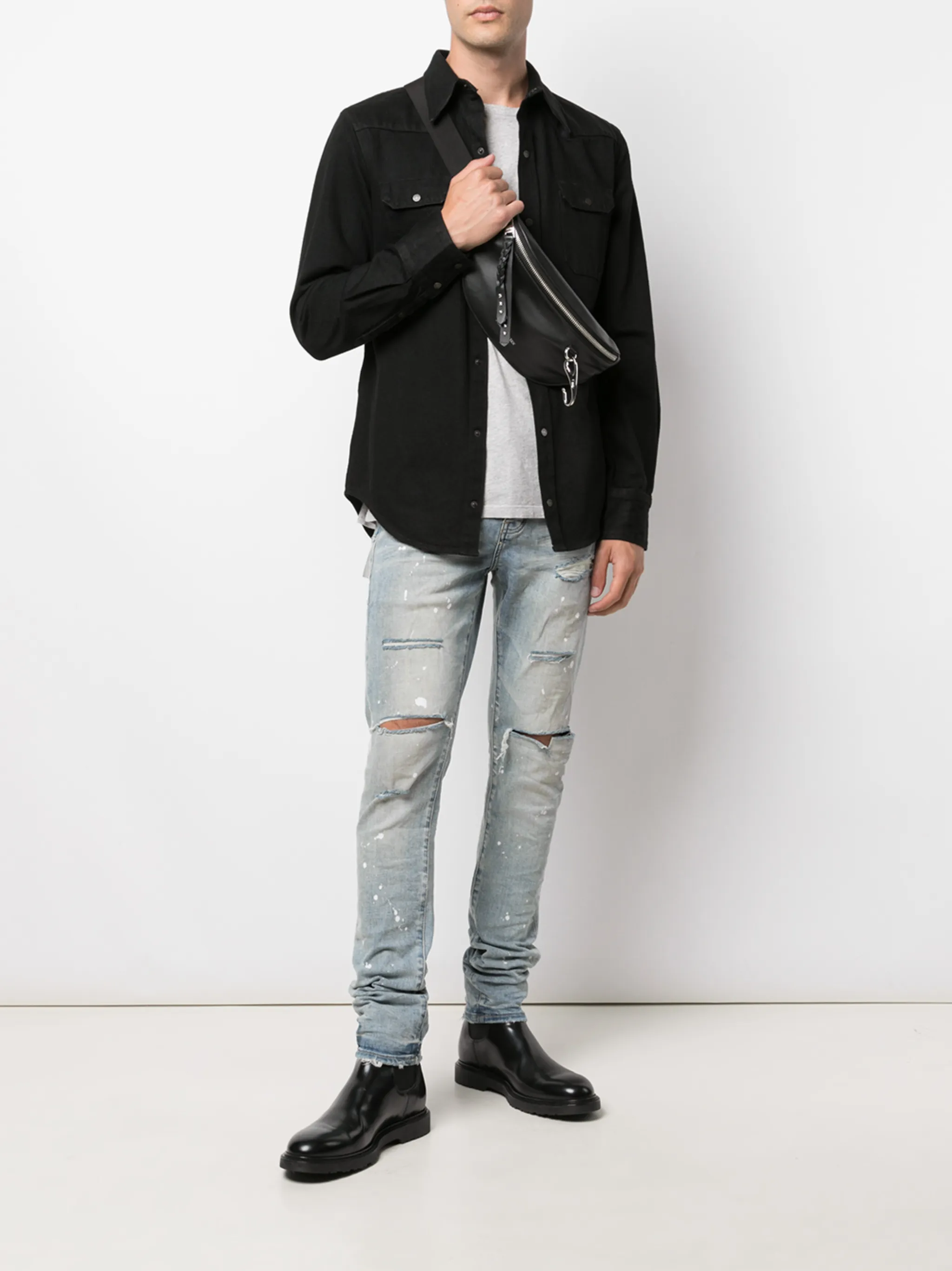 P001 light indigo paint pants