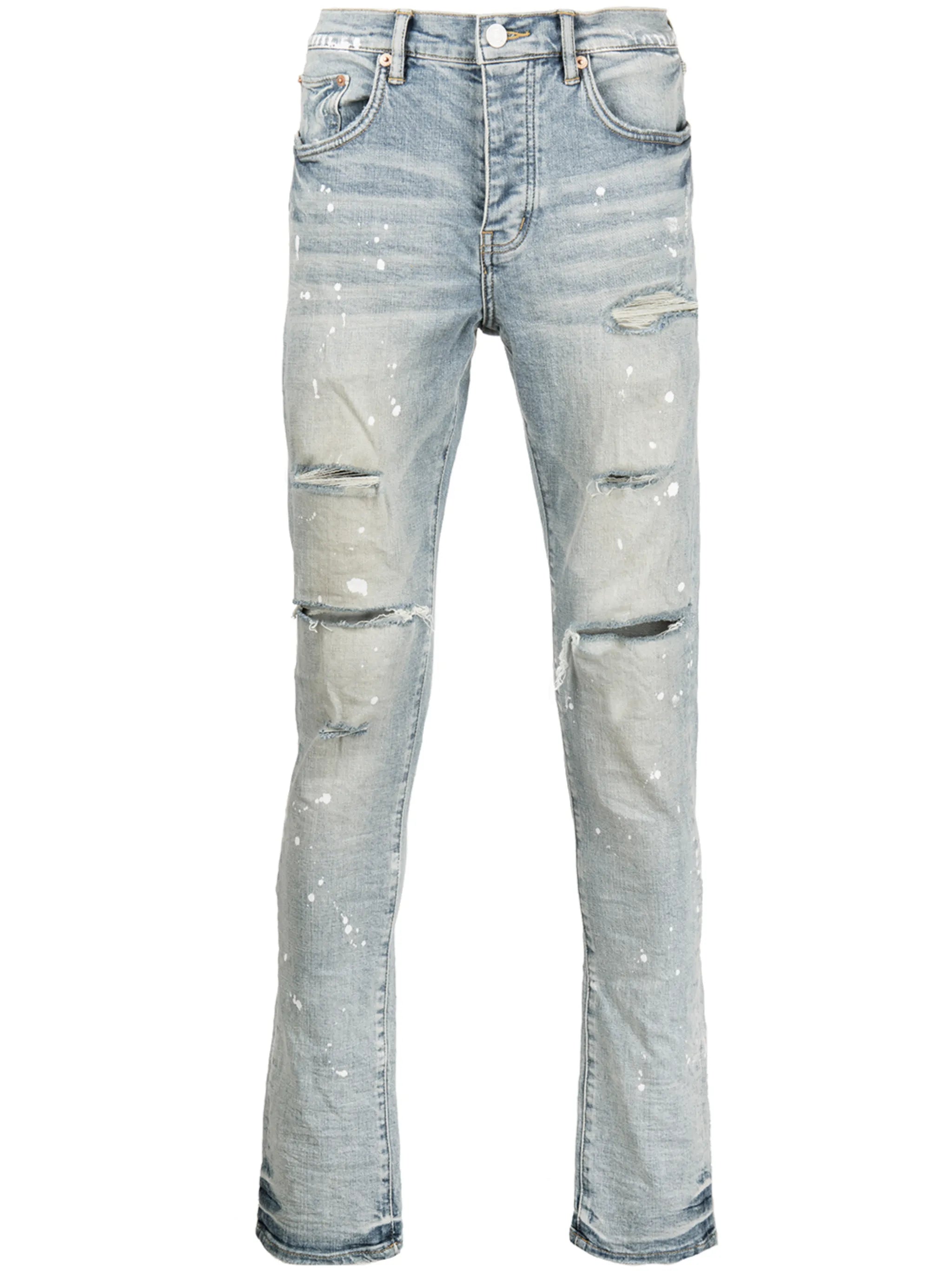 P001 paint splatter slim-fit jeans