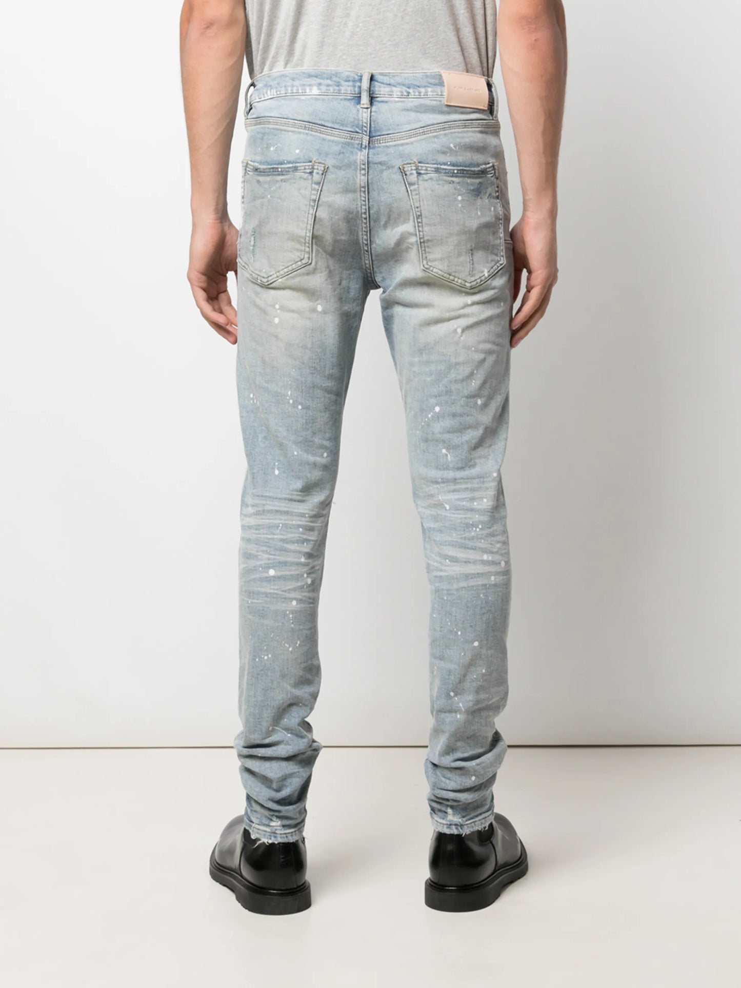P001 paint splatter slim-fit jeans