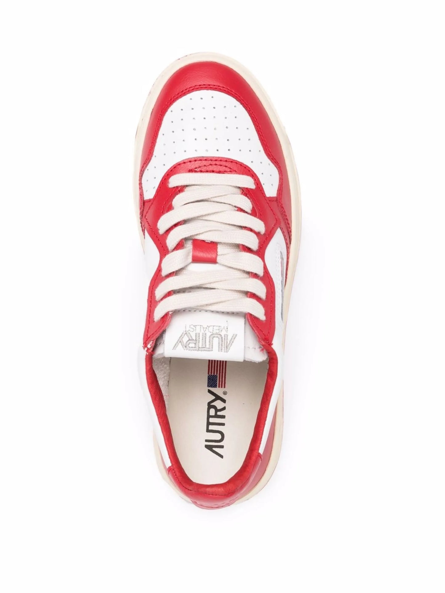 contrast-panel leather sneakers