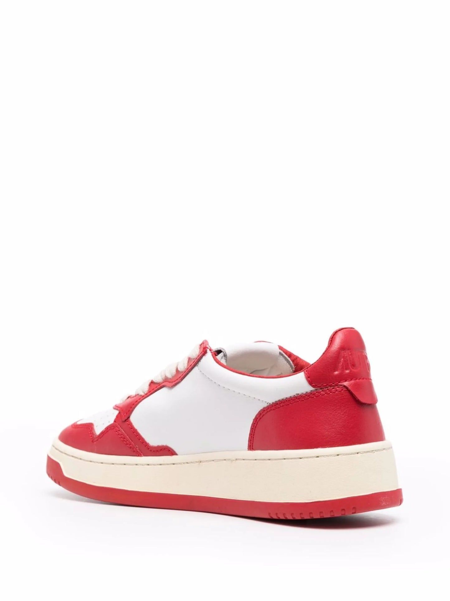 contrast-panel leather sneakers