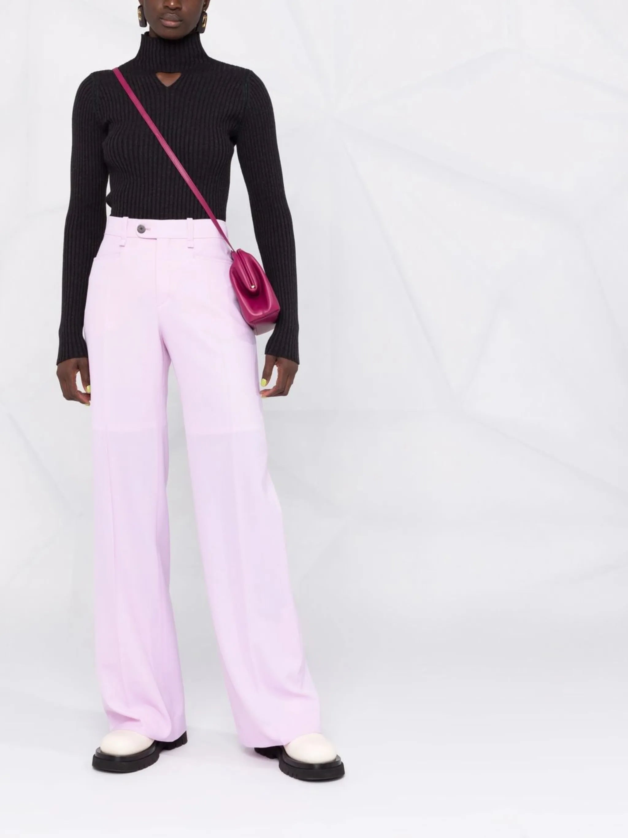 cutout-detail ribbed jumper