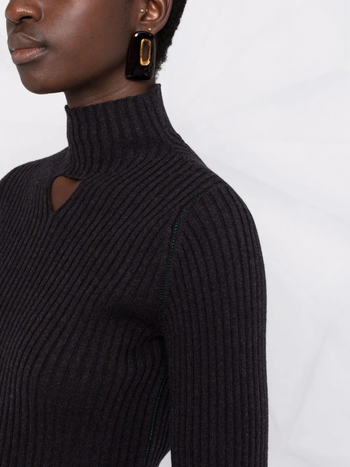 cutout-detail ribbed jumper