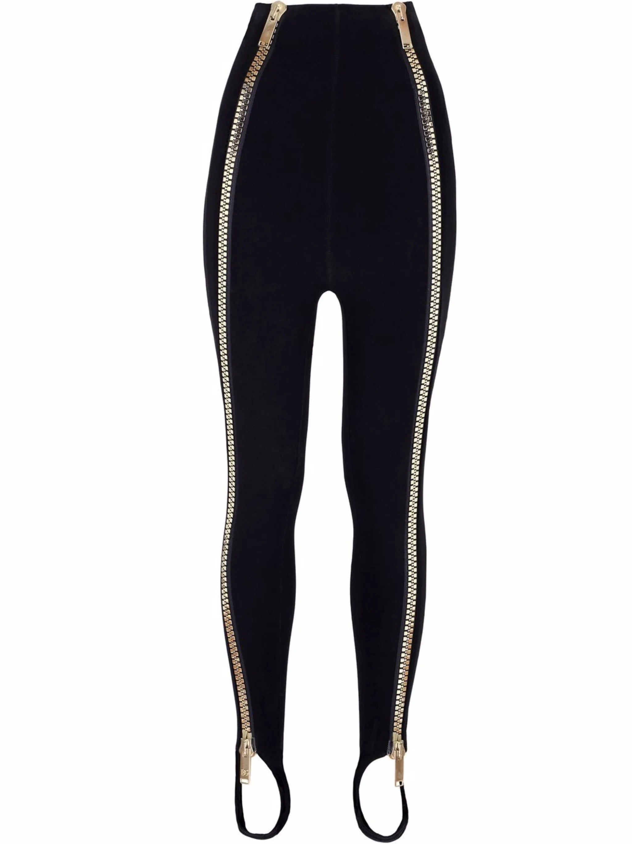 zip-embellished stirrup trousers