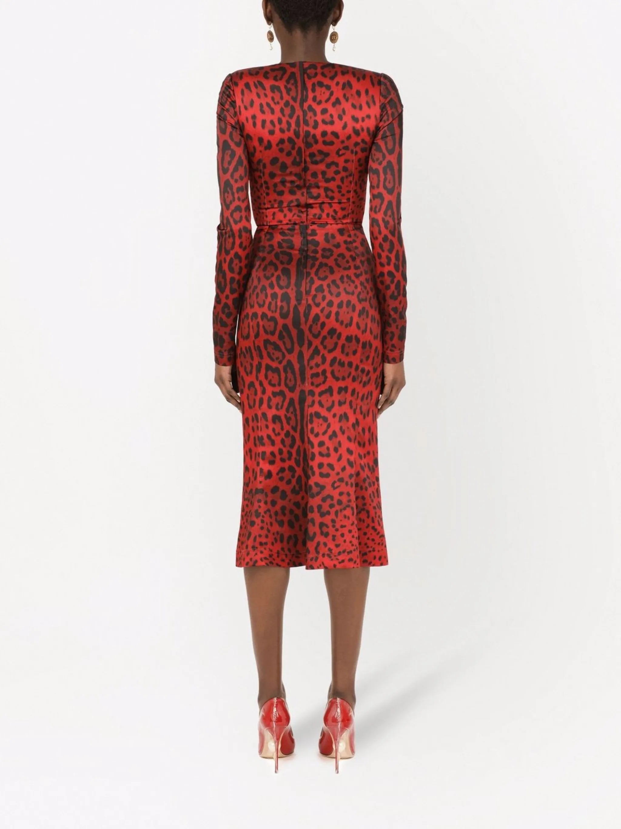 leopard-print mid-length dress