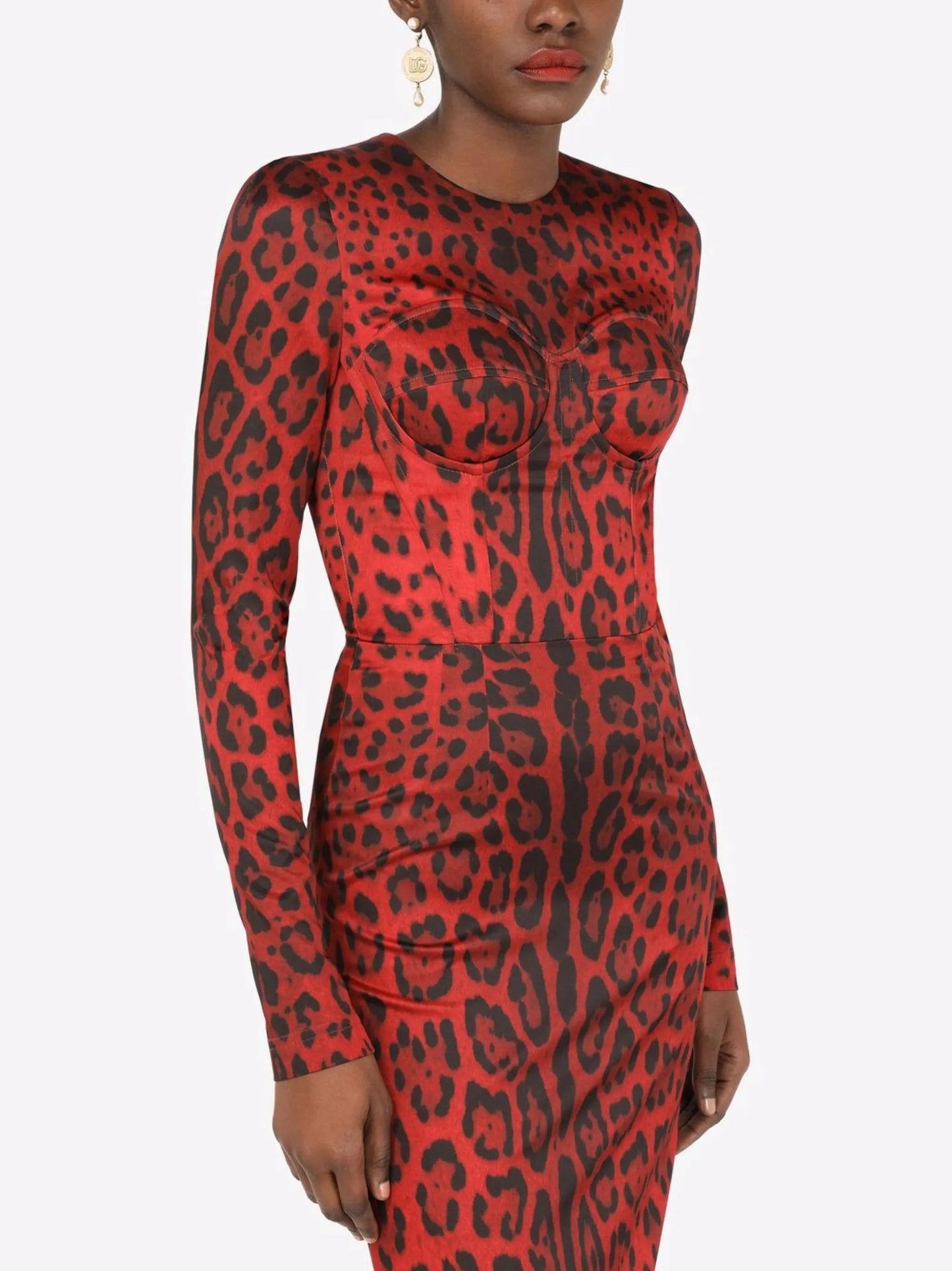 leopard-print mid-length dress