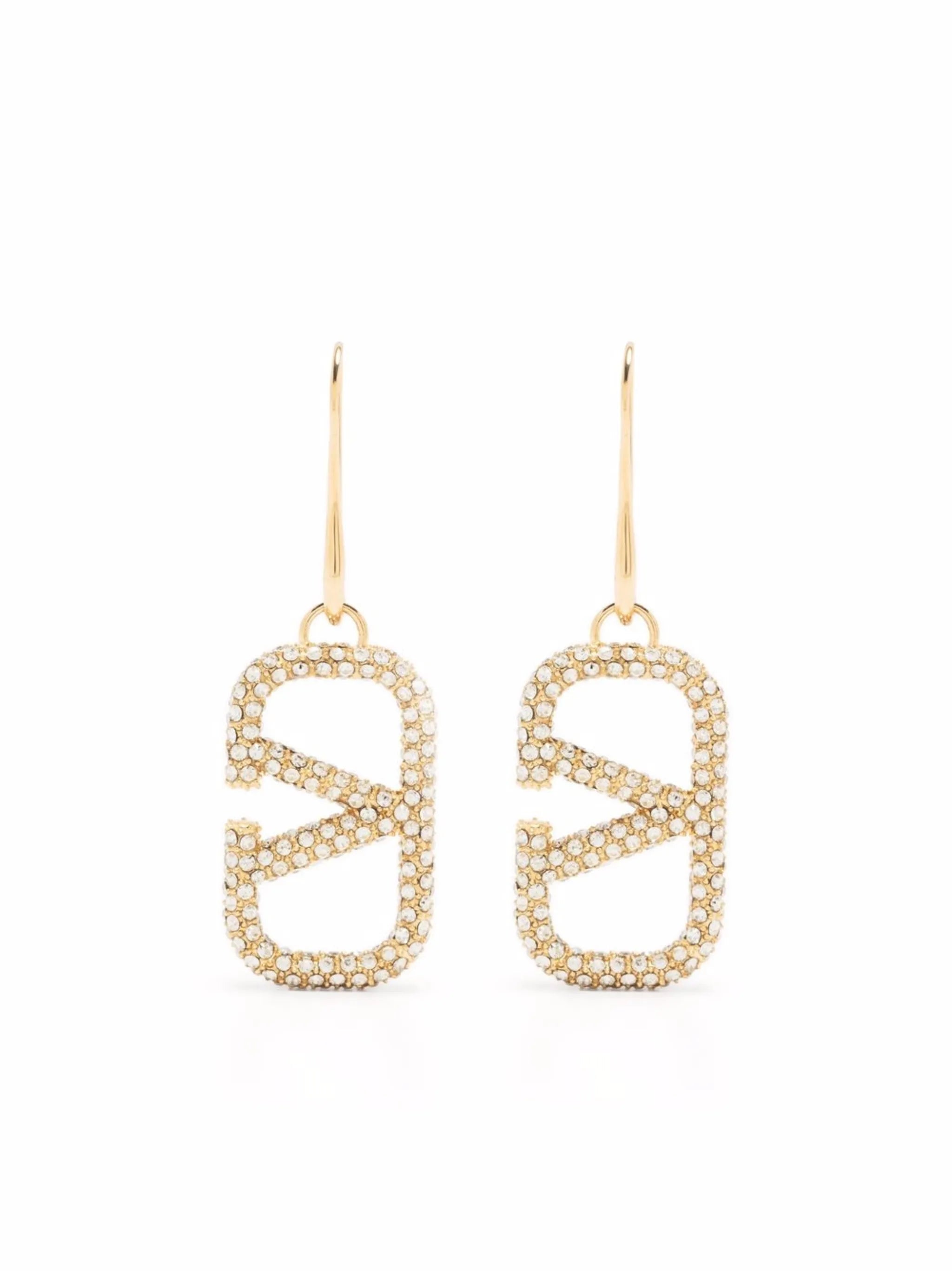 crystal-embellished VLogo earrings