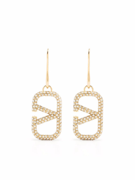 crystal-embellished VLogo earrings