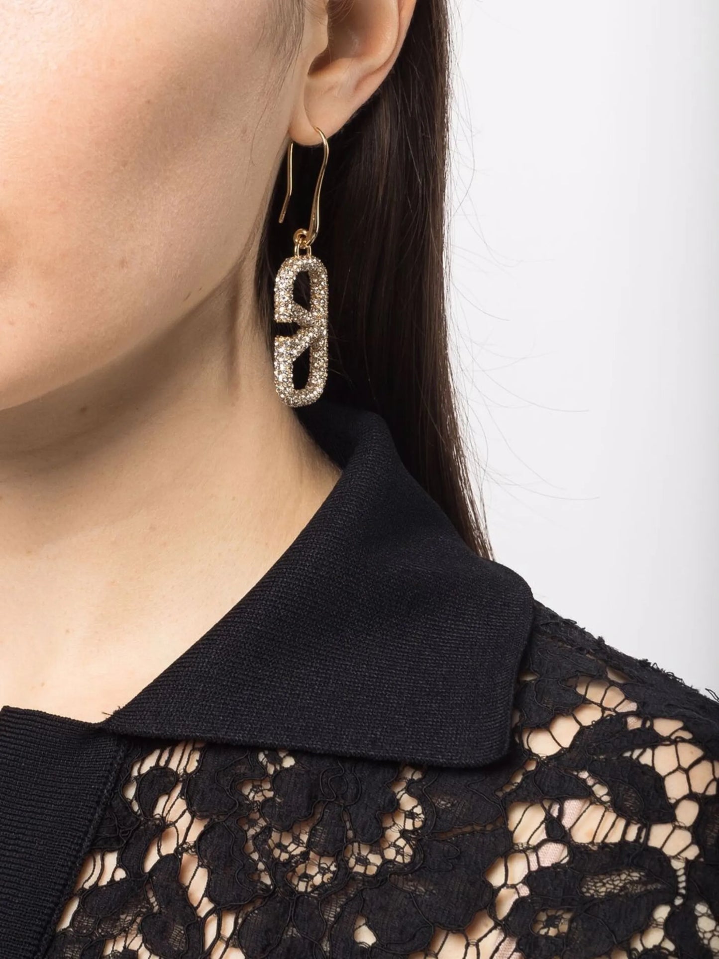 crystal-embellished VLogo earrings