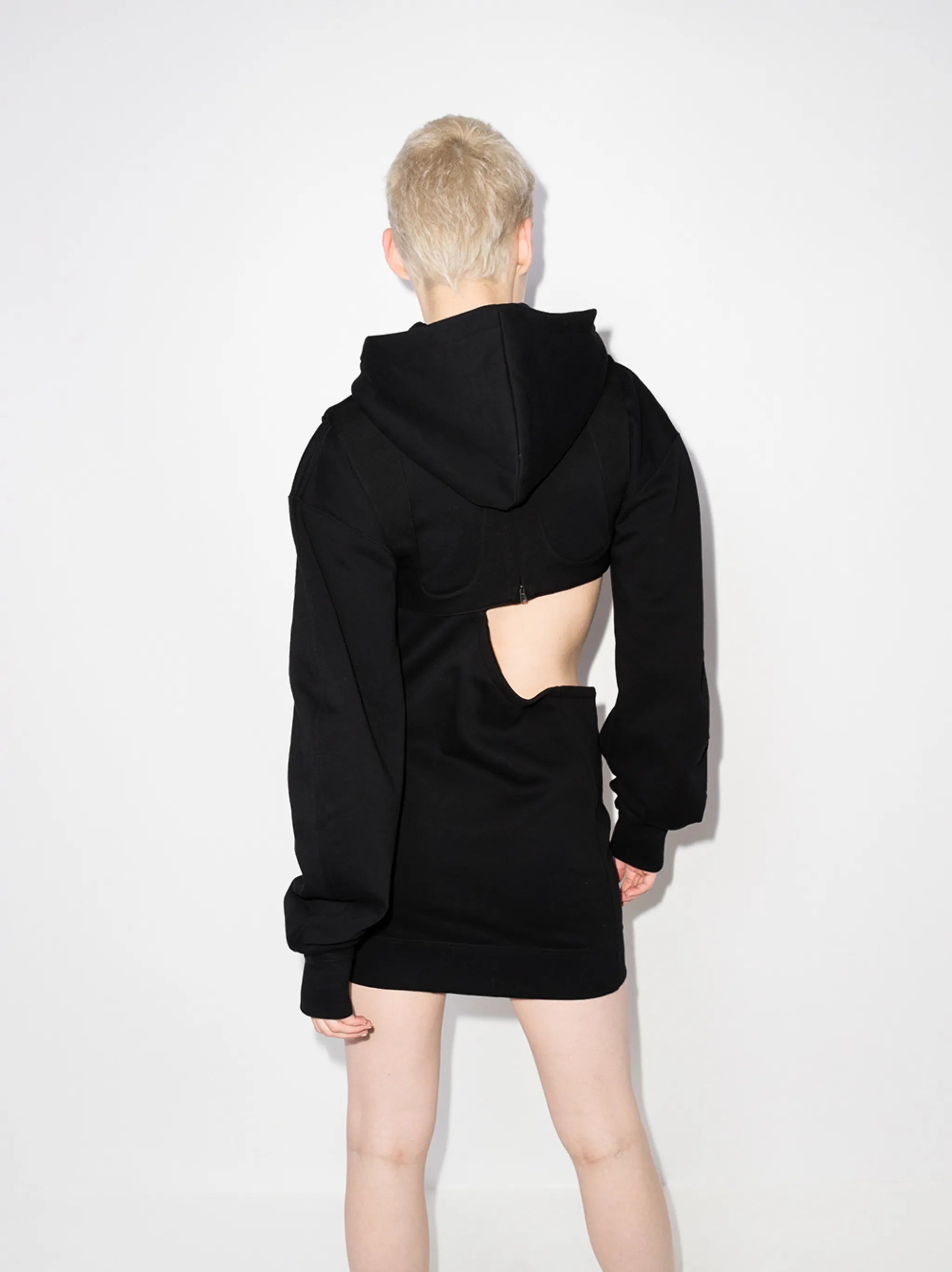 cut-out hooded short dress