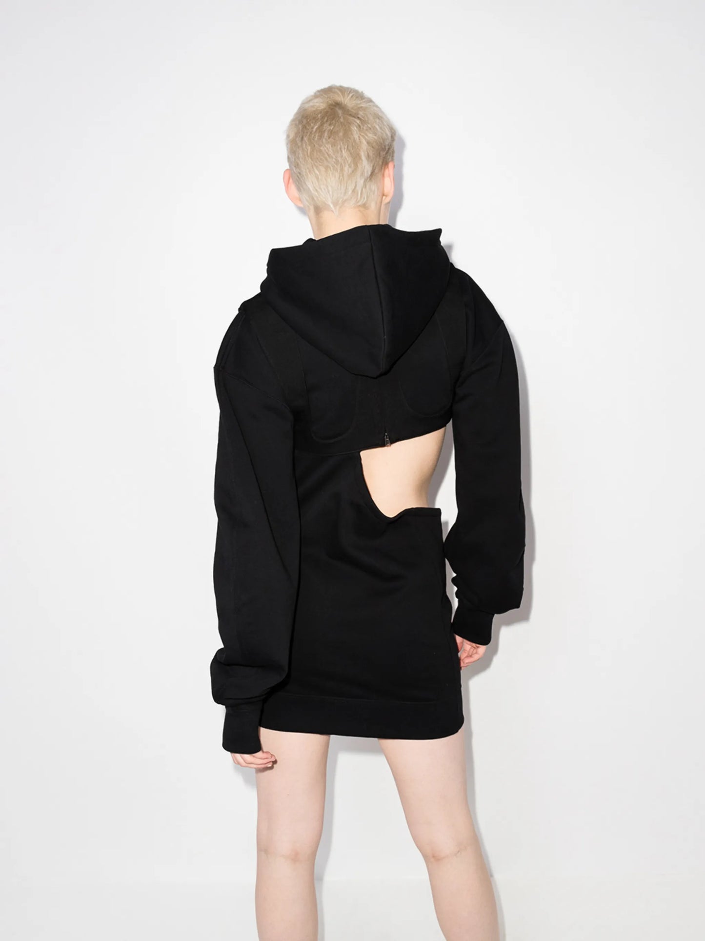 cut-out hooded short dress