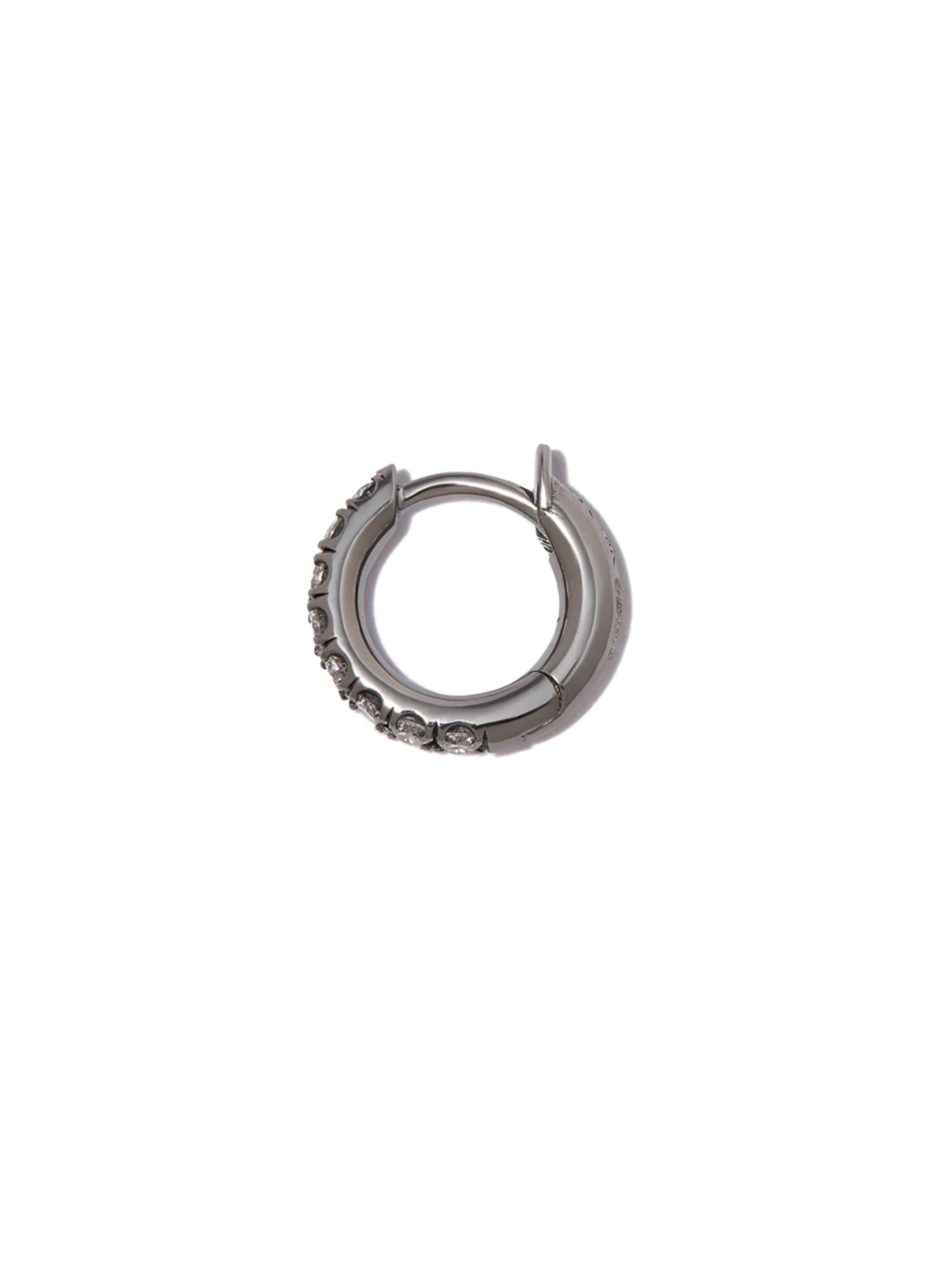 18kt white gold mini diamond hoop single earring