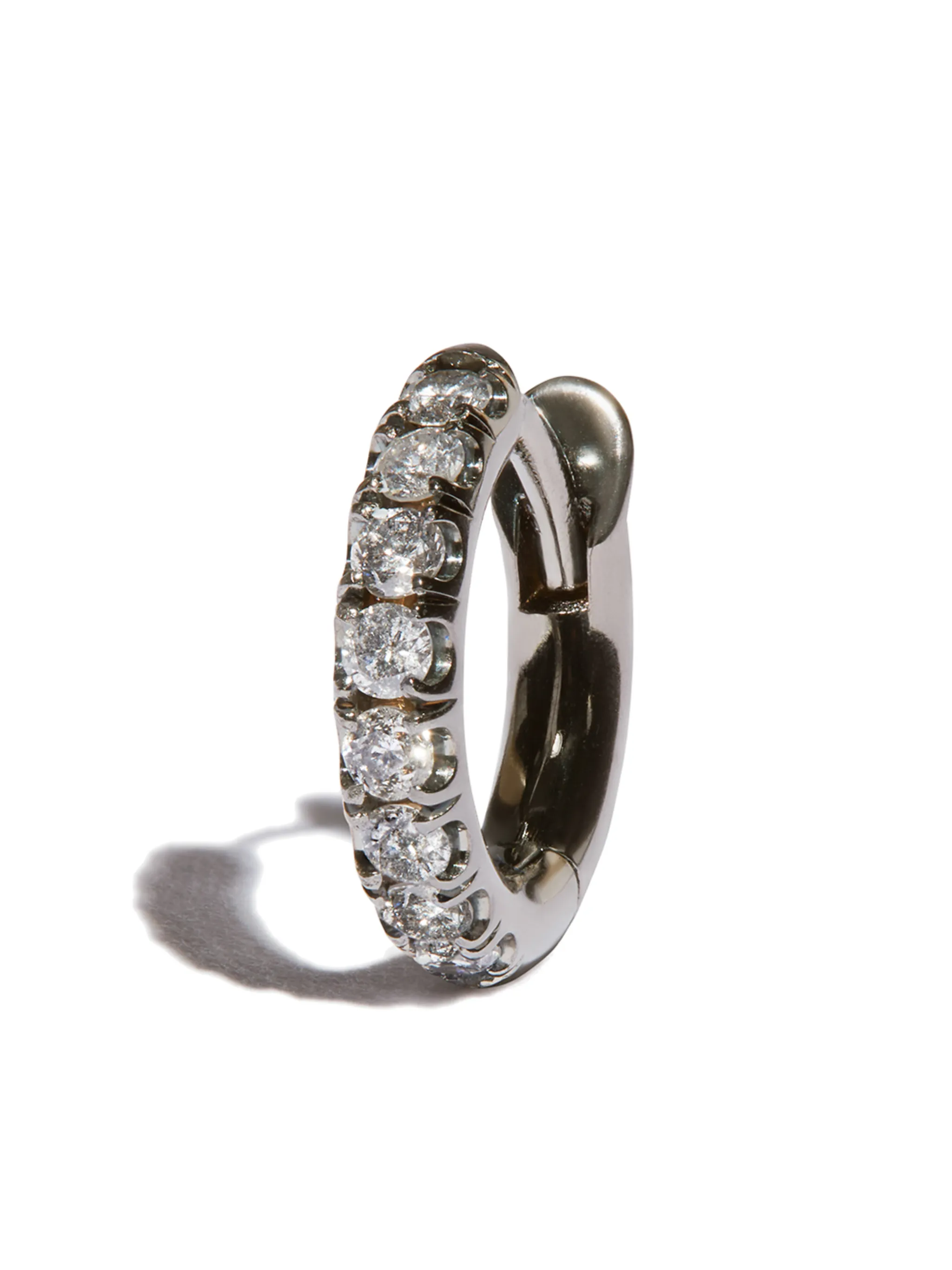 18kt white gold mini diamond hoop single earring