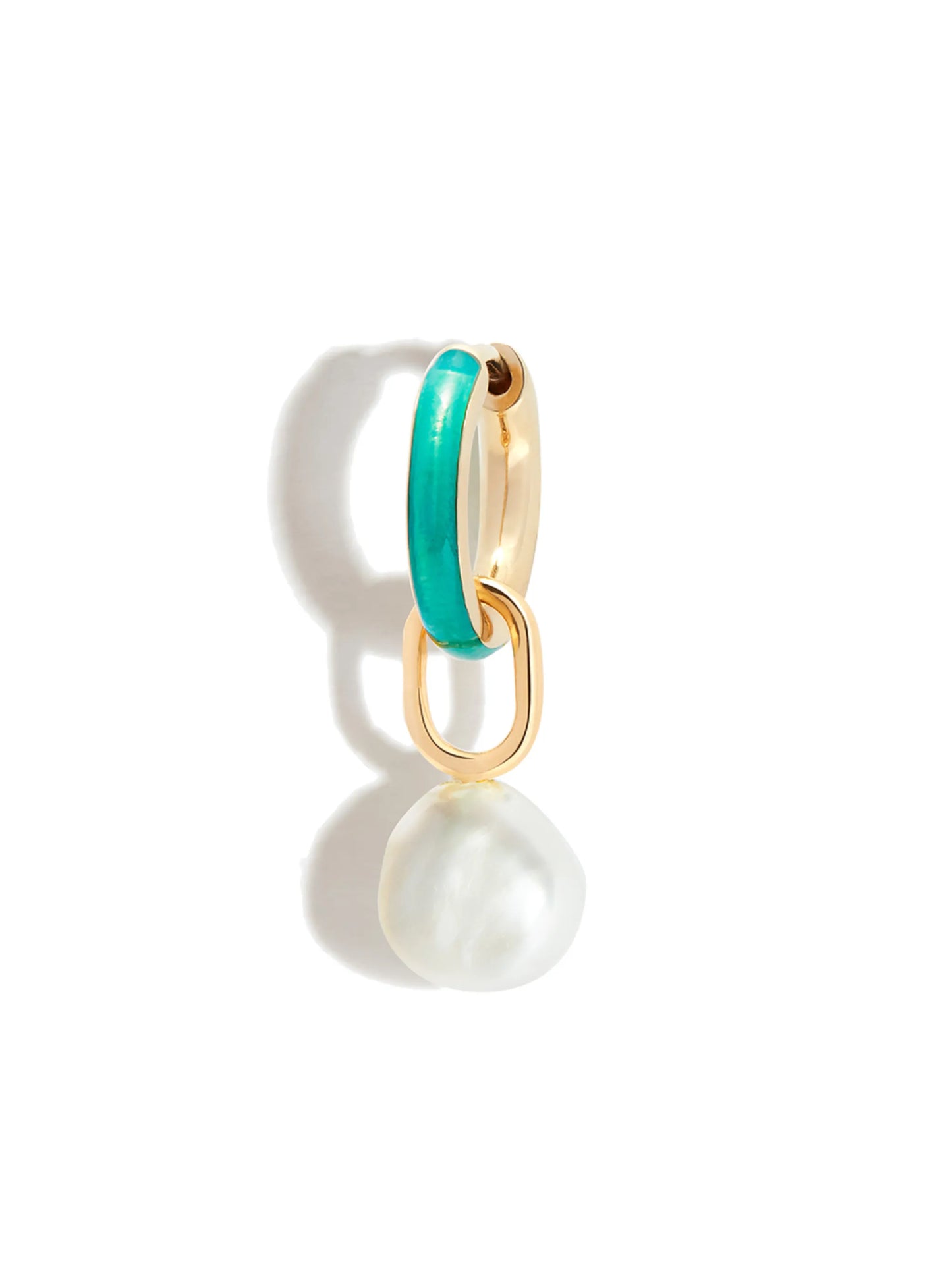 pearl drop huggie earing