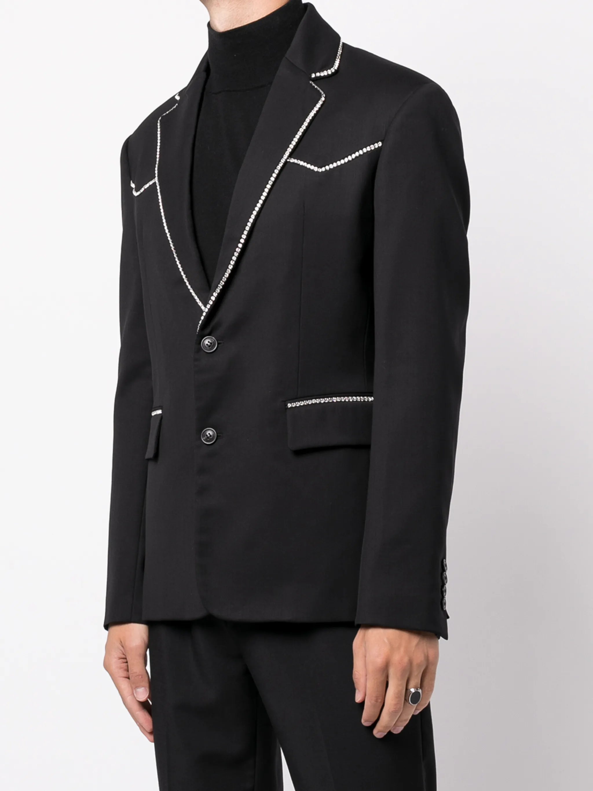 crystal-trim single-breasted blazer
