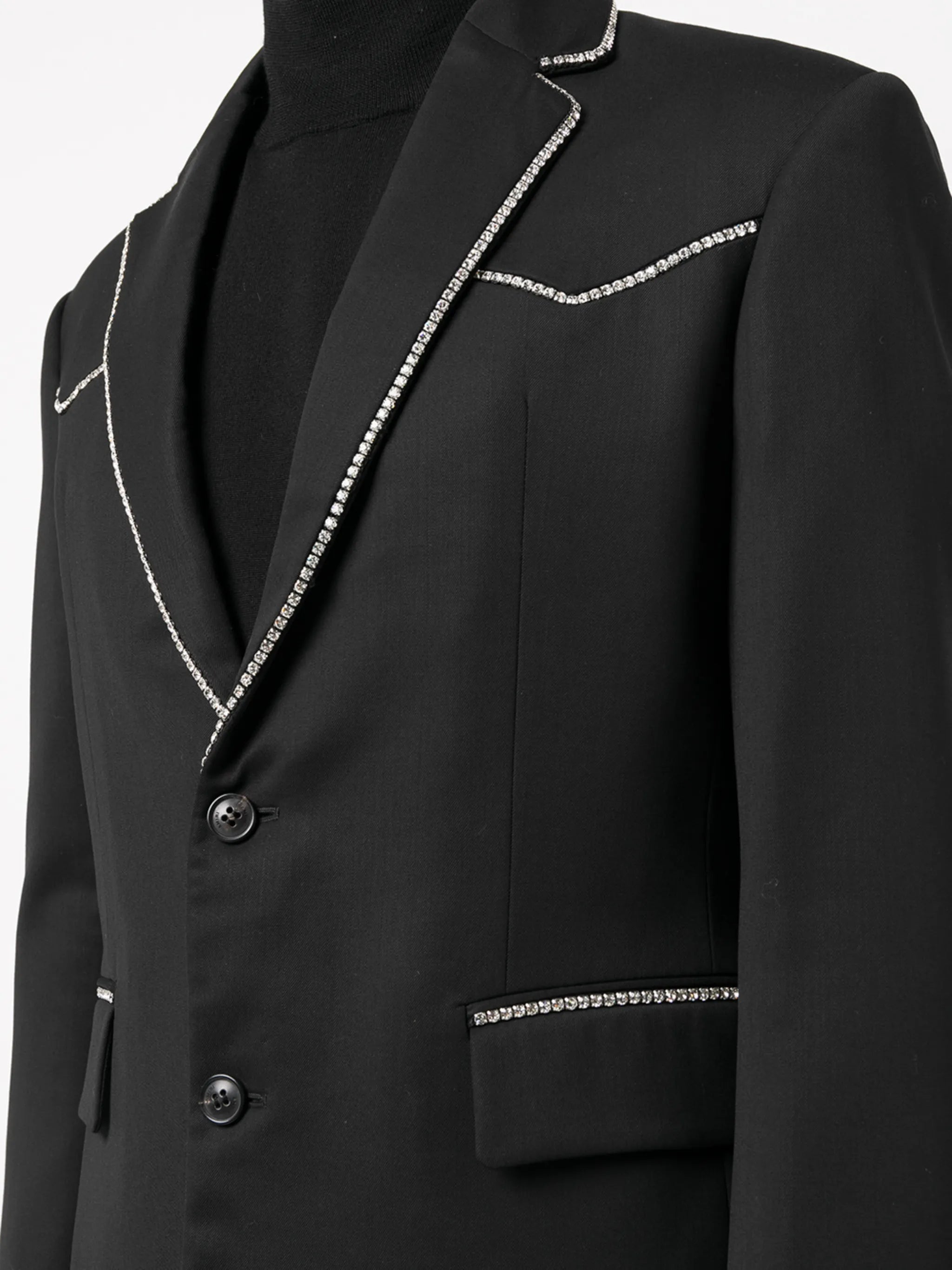 crystal-trim single-breasted blazer