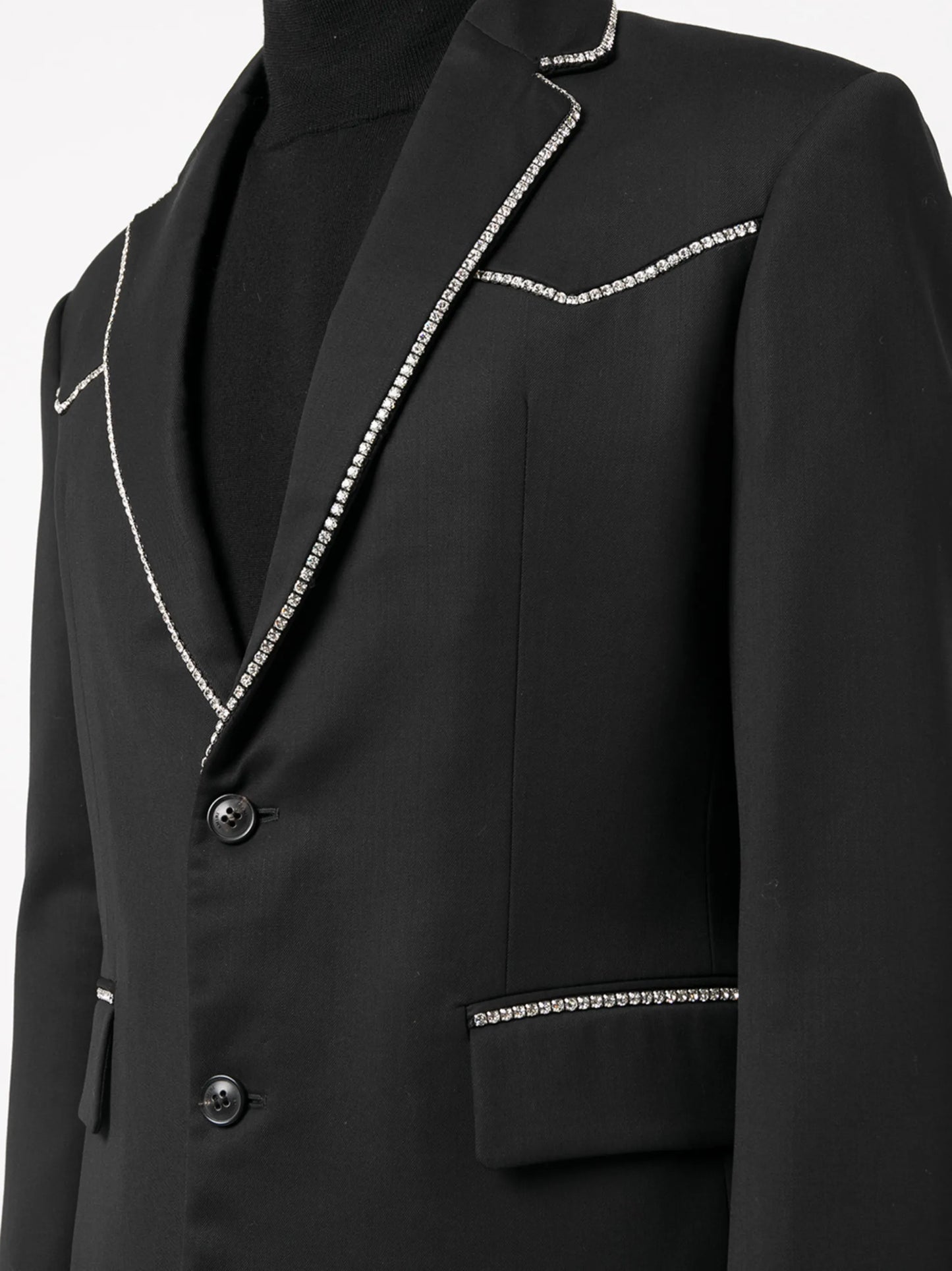 crystal-trim single-breasted blazer