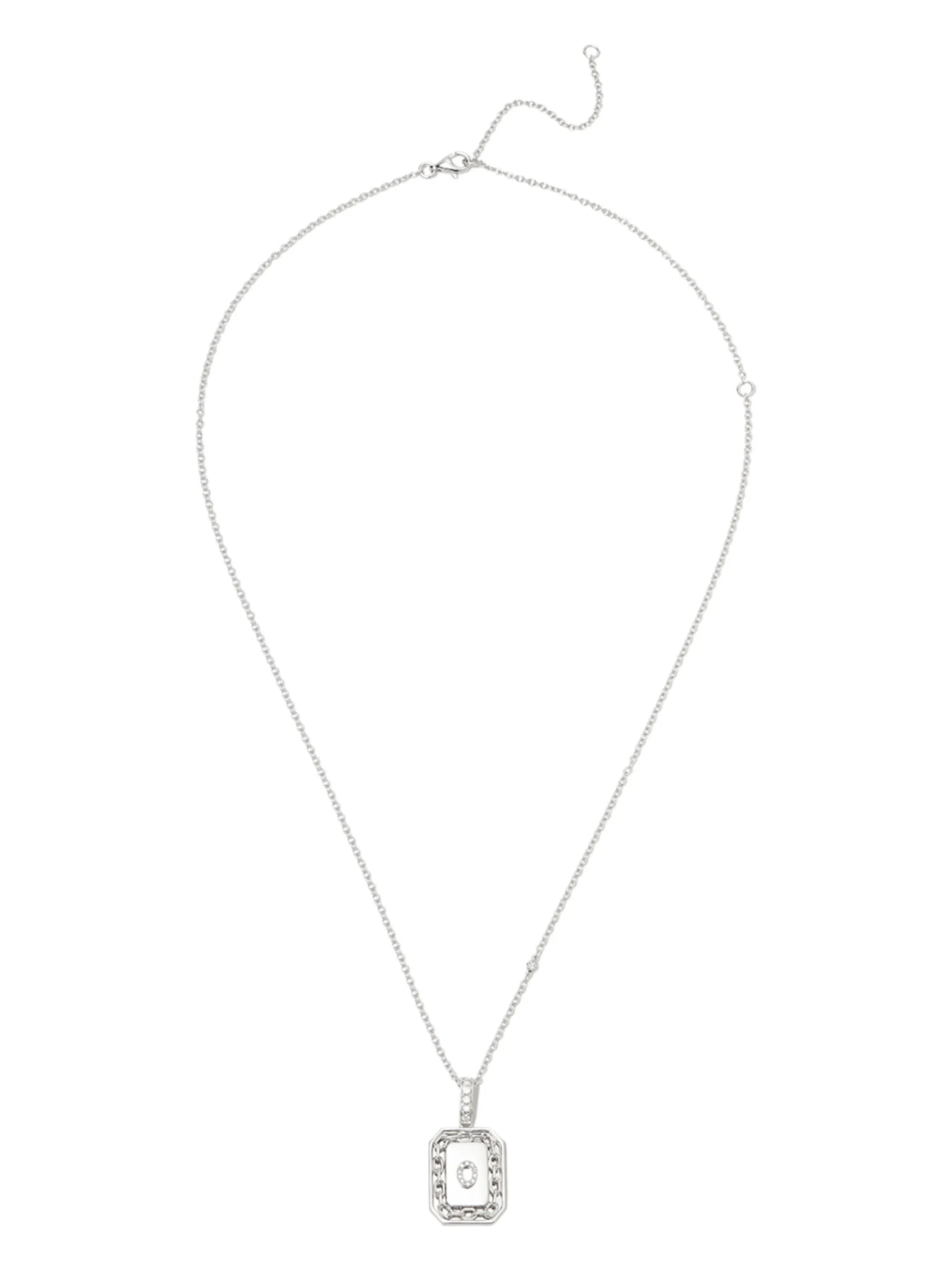 18K white gold o-initial bead-chain necklace