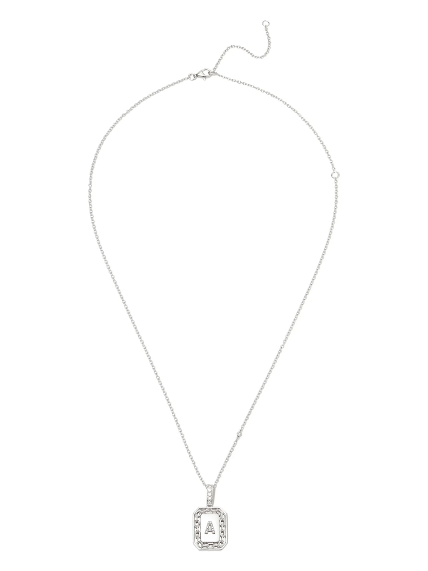 18K white gold a-initial bead-chain necklace