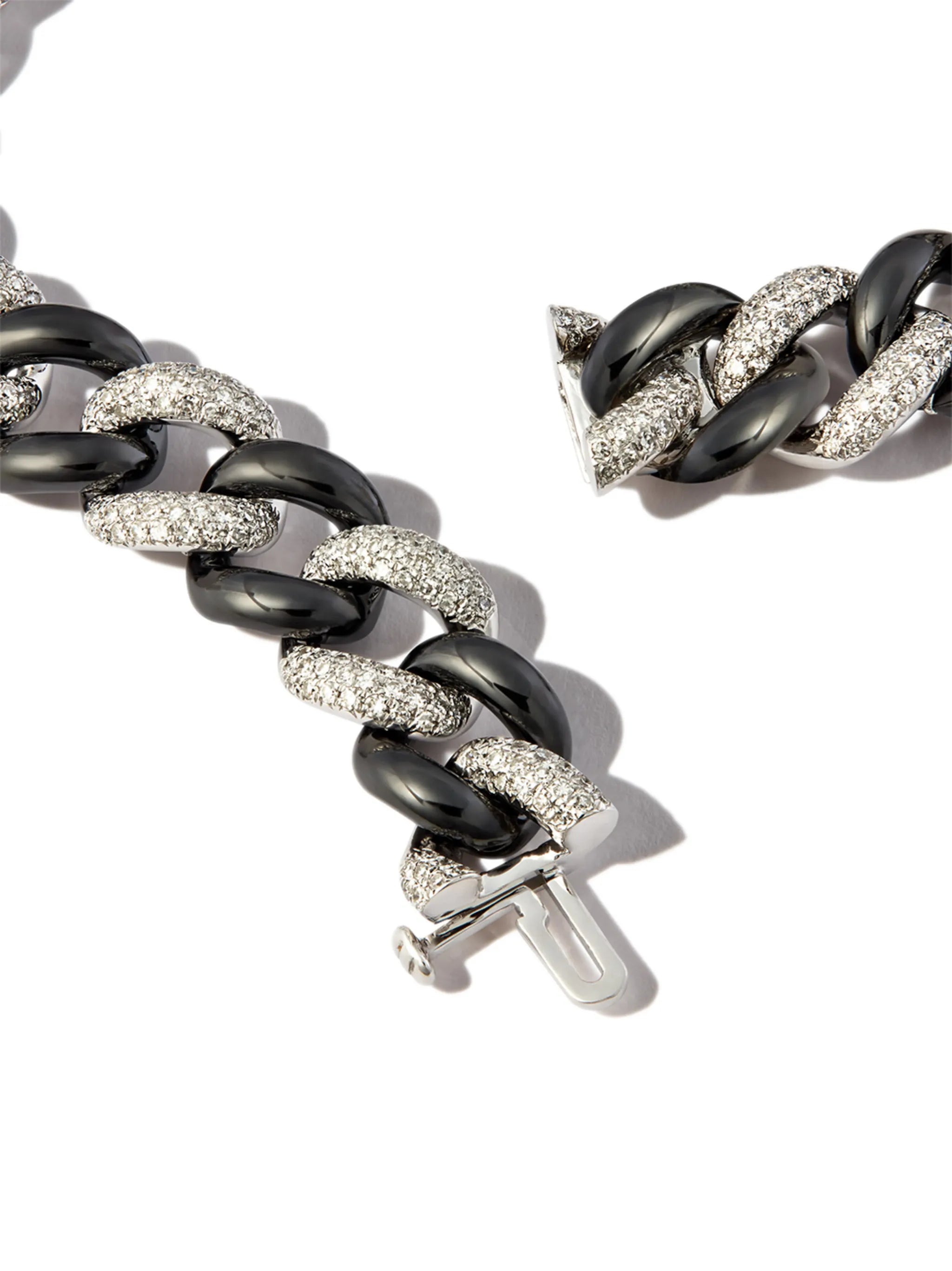 18K black gold curb-chain diamond bracelet