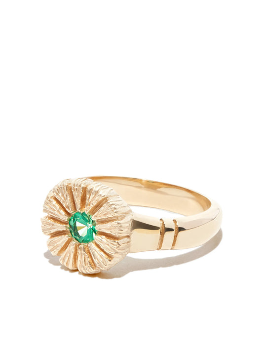 9kt yellow gold sapphire signet ring