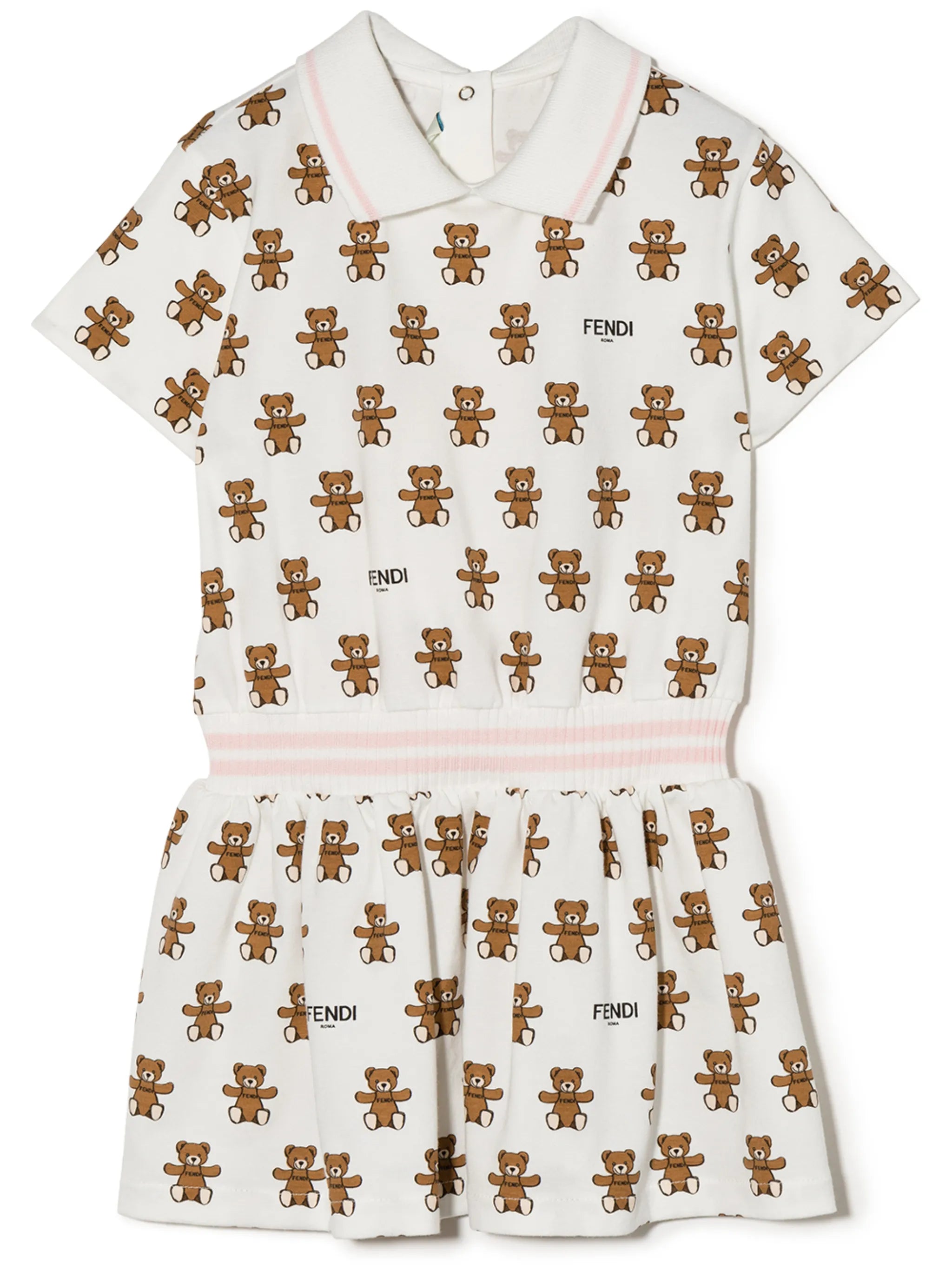 teddy bear print pleated dress