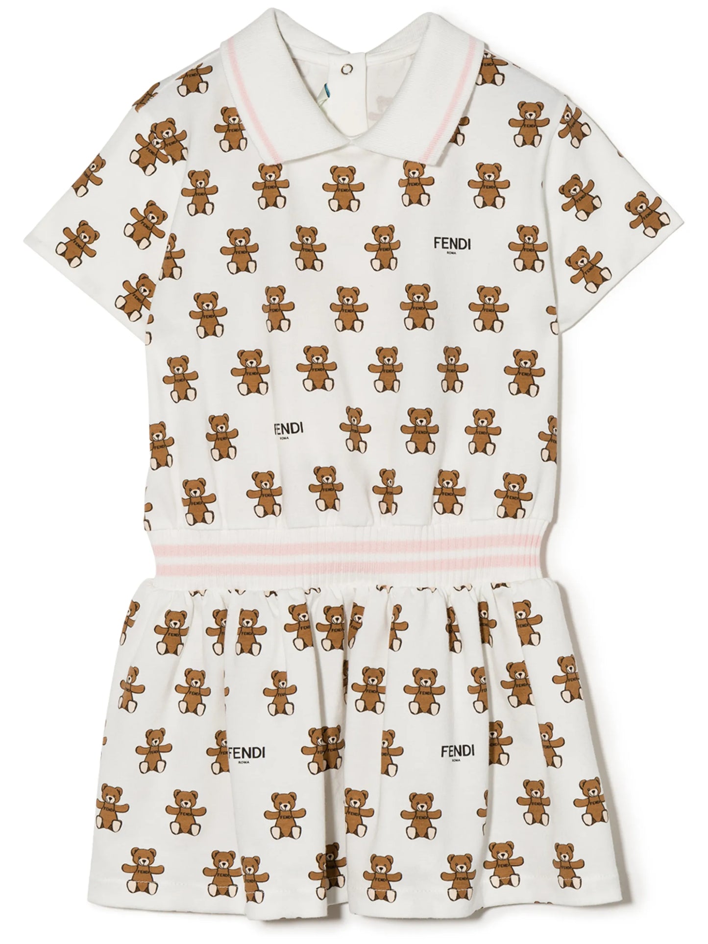 teddy bear print pleated dress