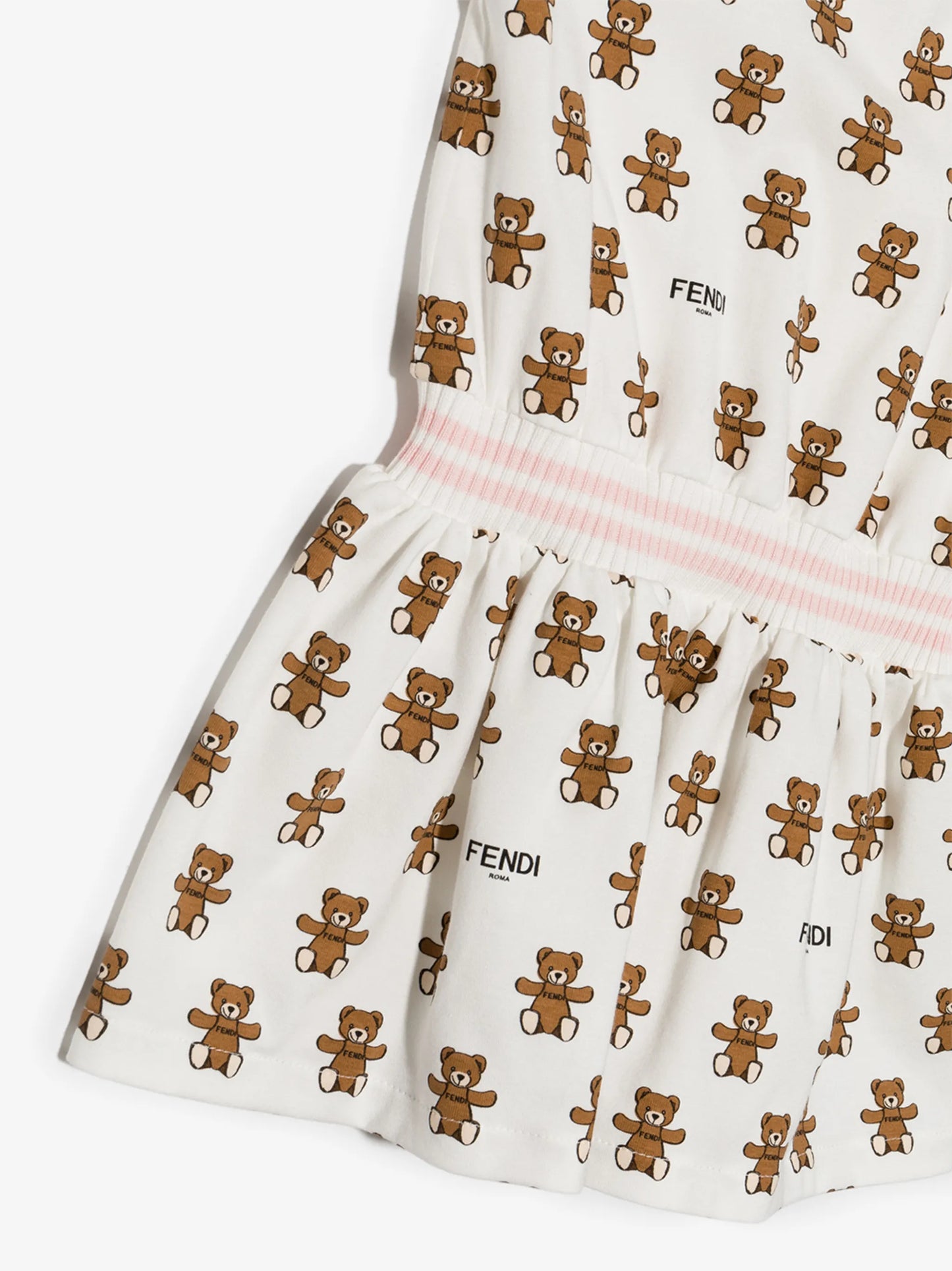 teddy bear print pleated dress