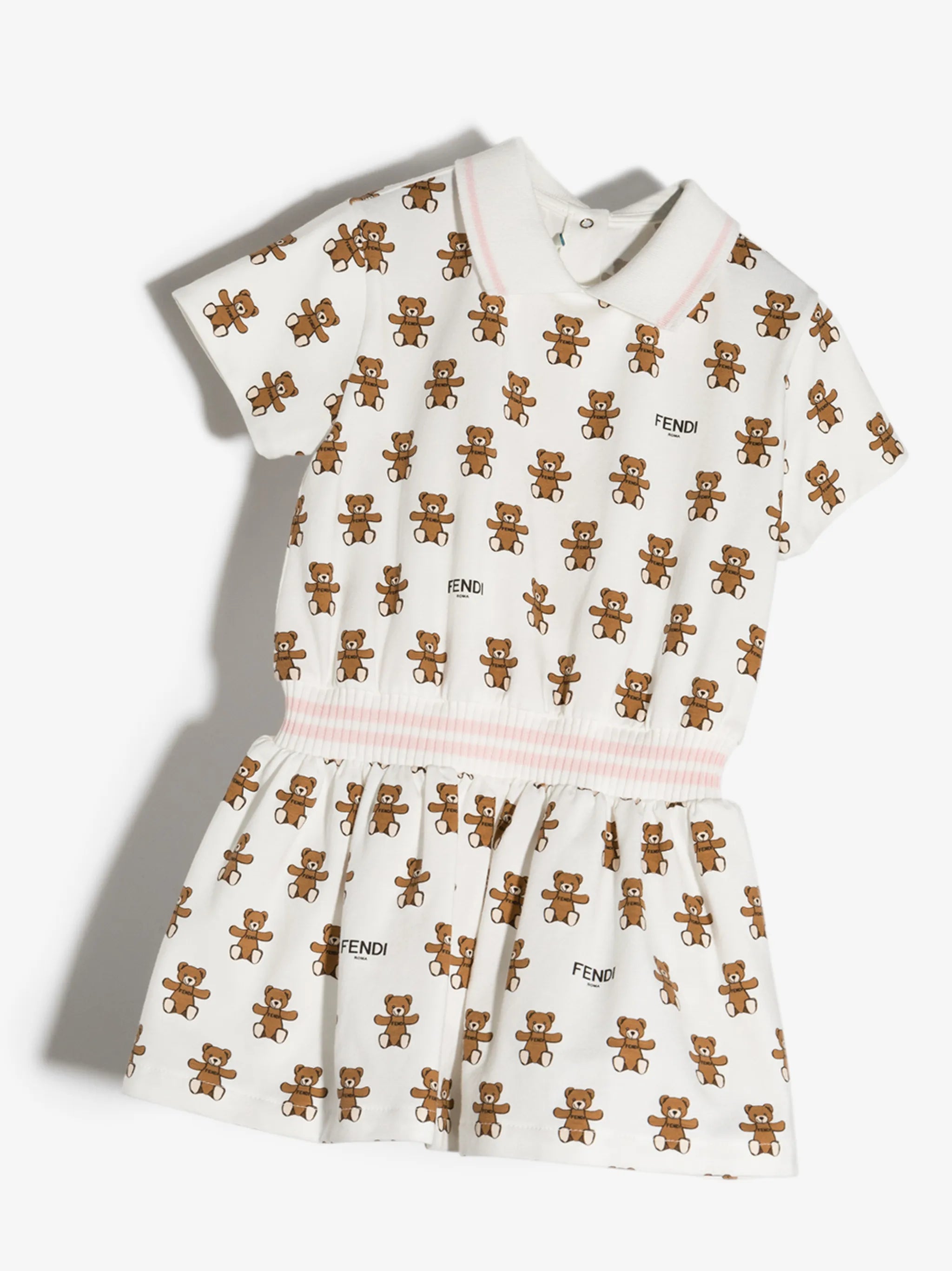 teddy bear print pleated dress