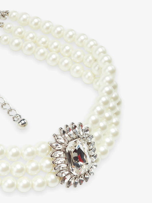 crystal-embellished pearl necklace