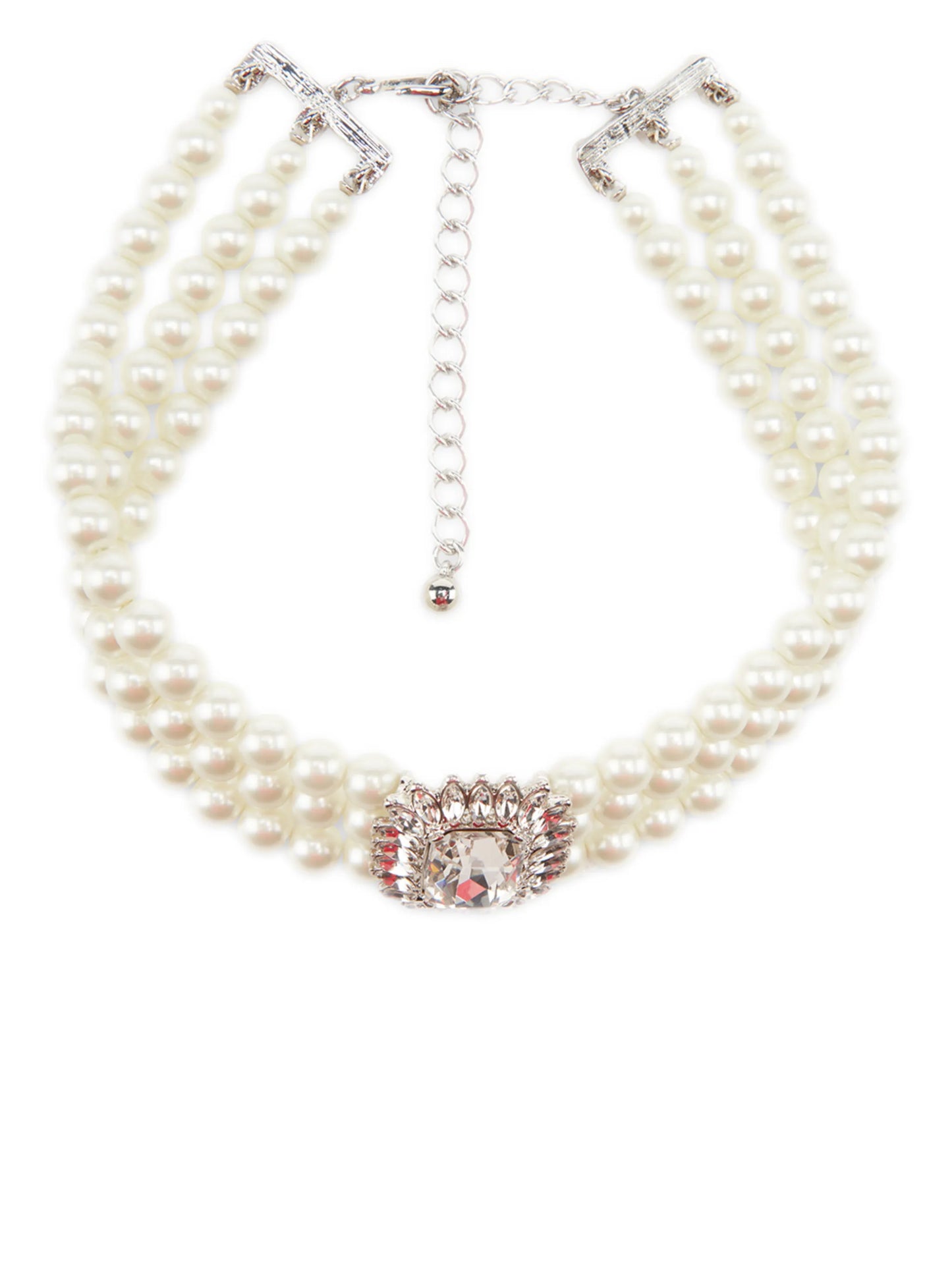 crystal-embellished pearl necklace