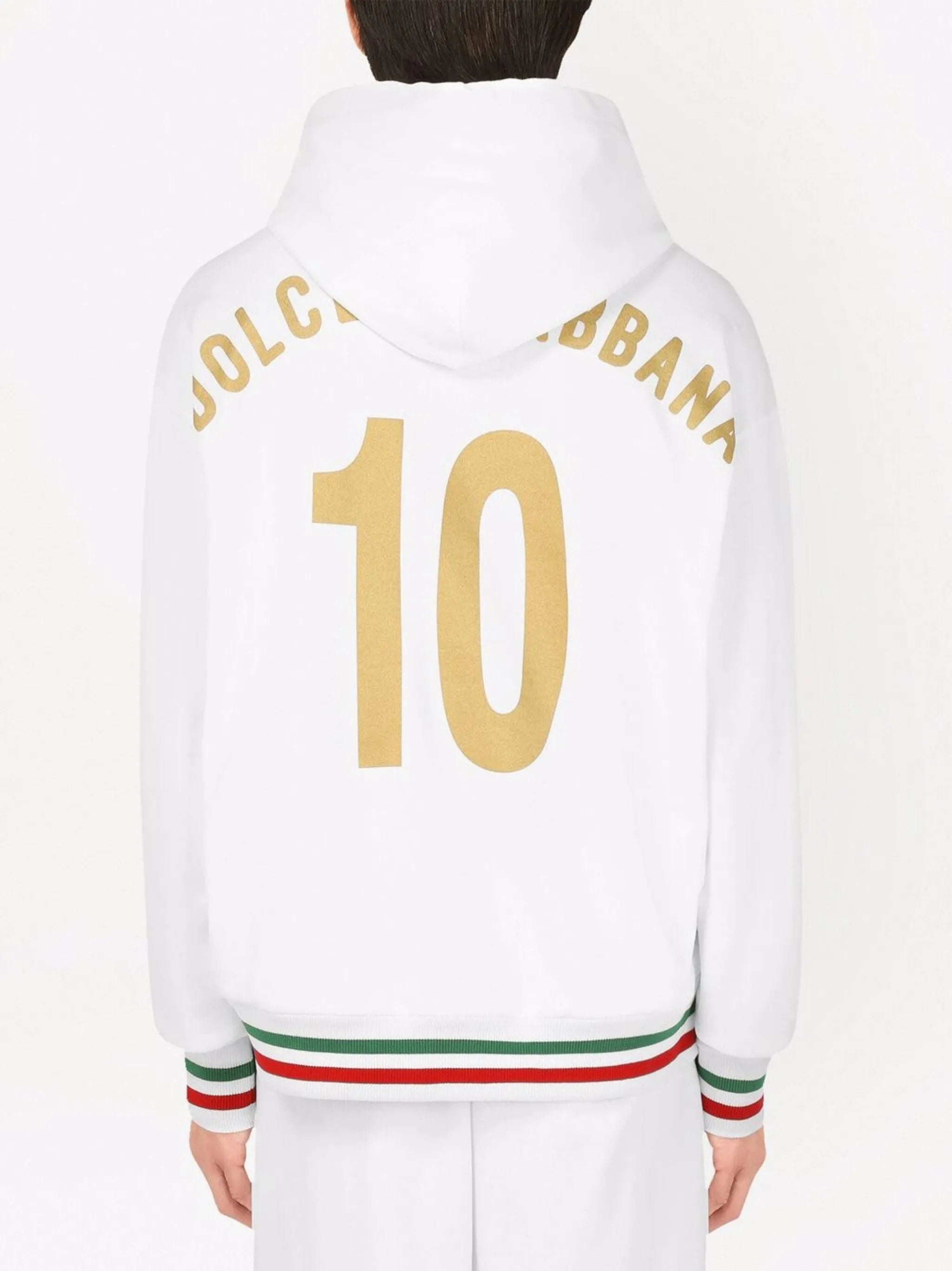 logo-patch striped-trim hoodie