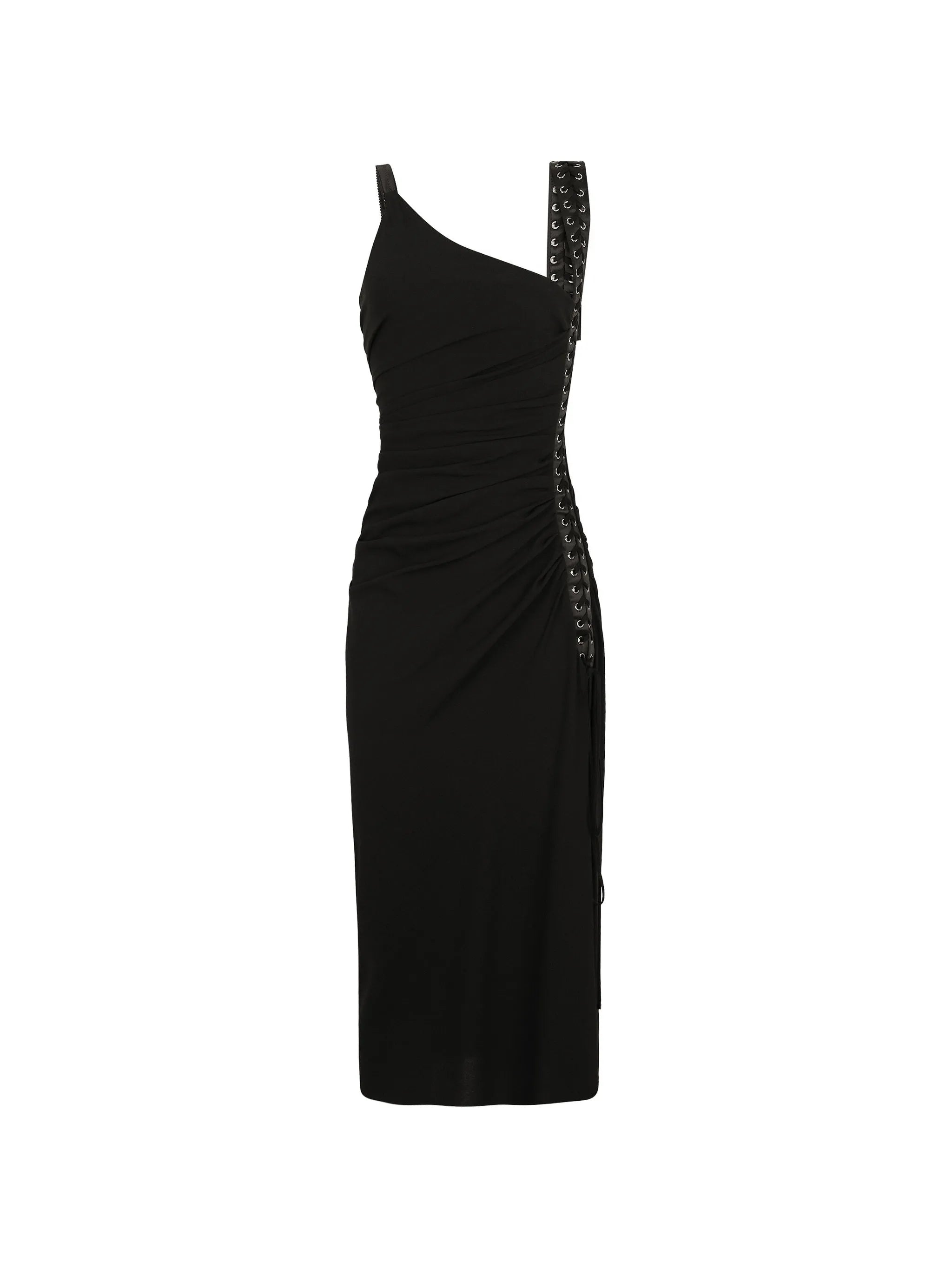 lace-up ruched dress