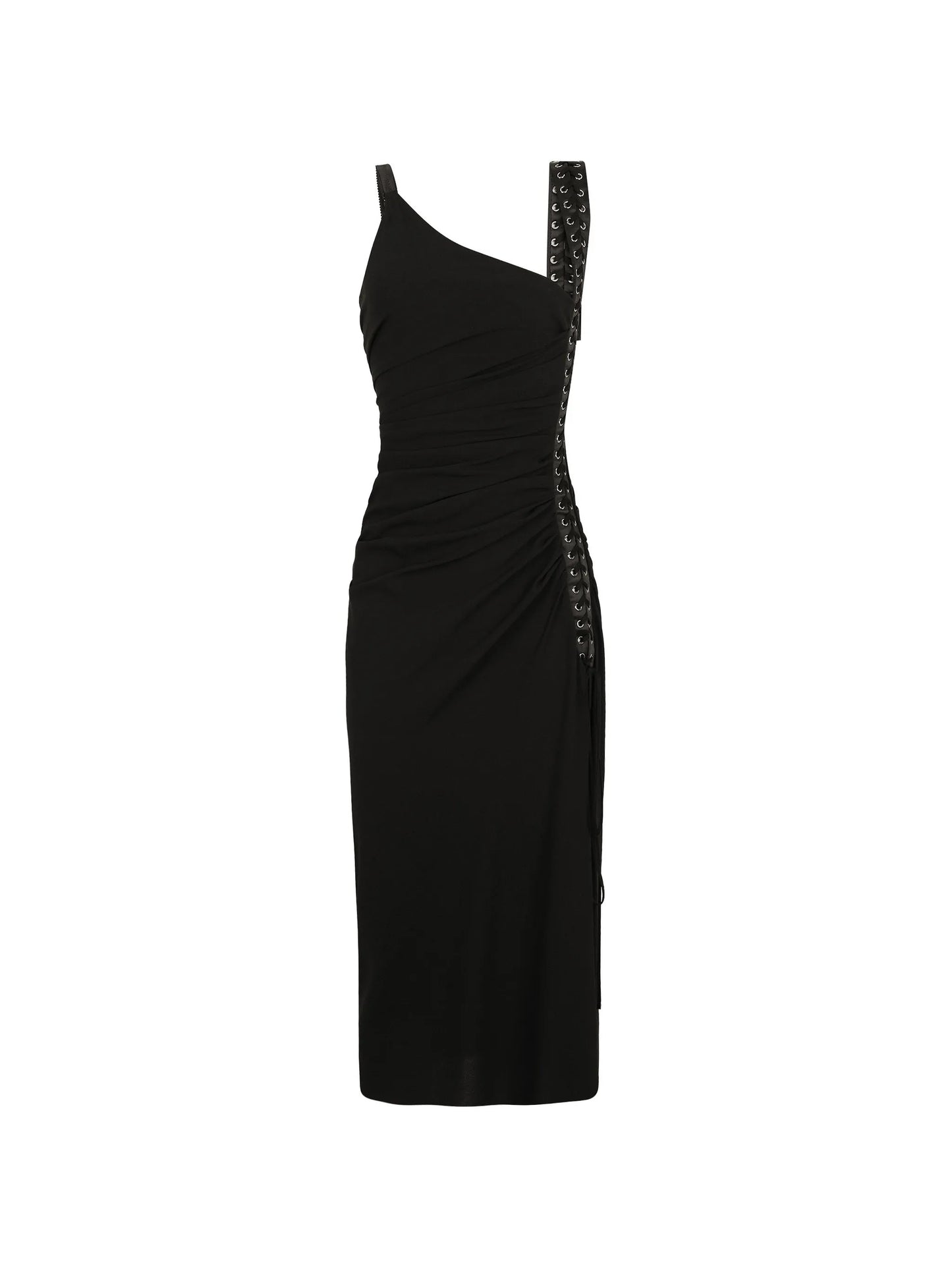 lace-up ruched dress
