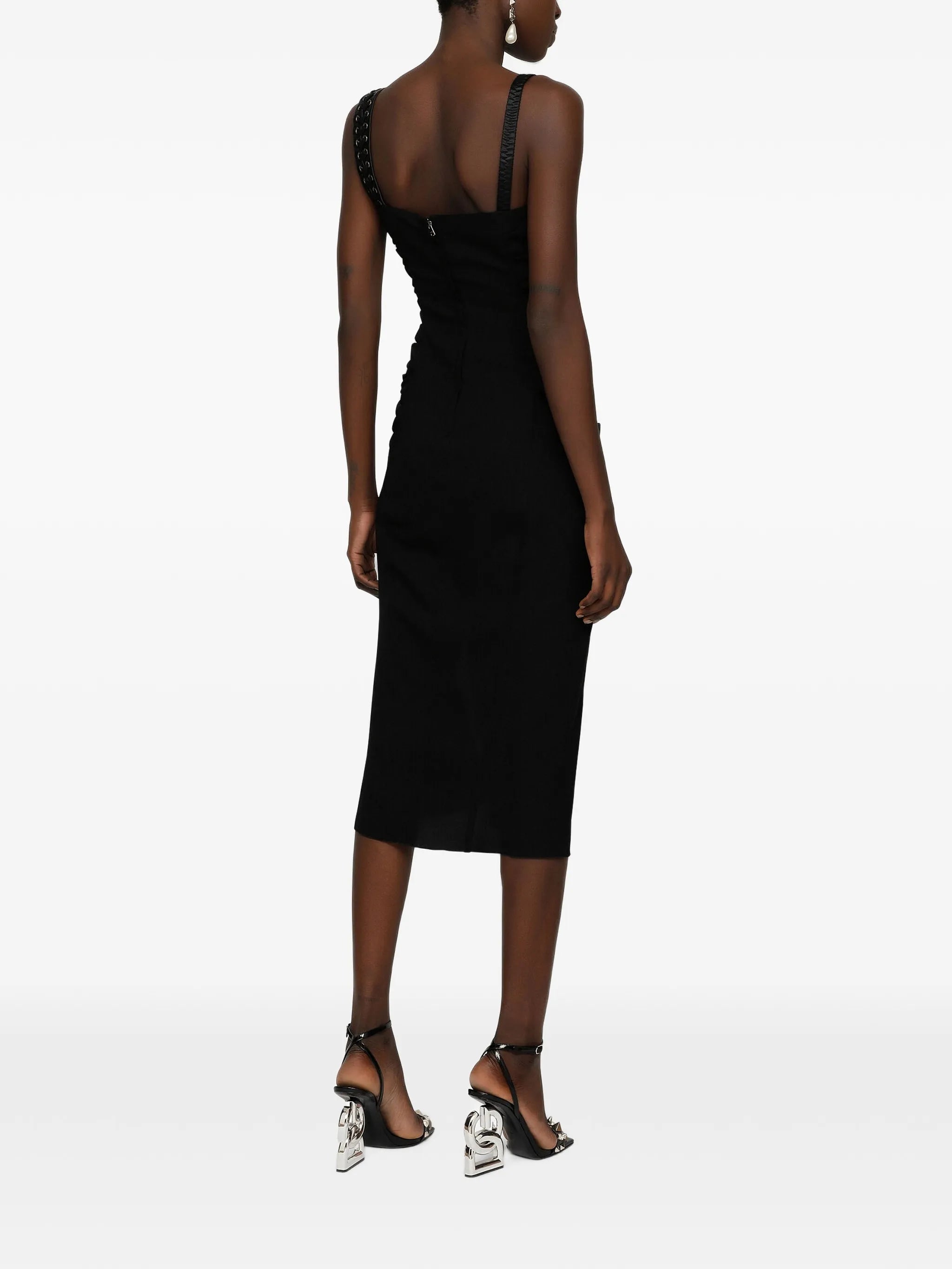 lace-up ruched dress