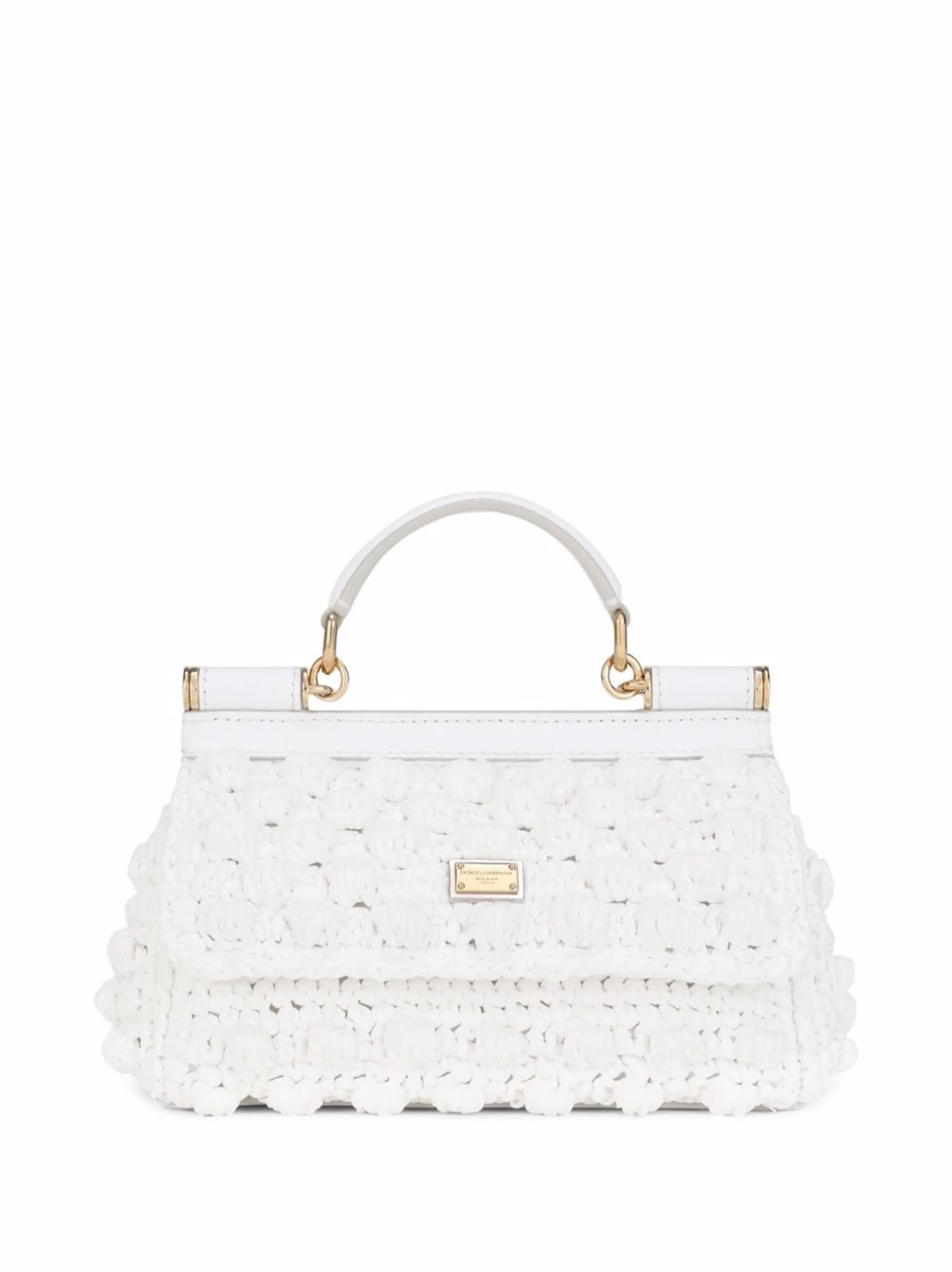 mini Sicily crochet raffia top-handle bag