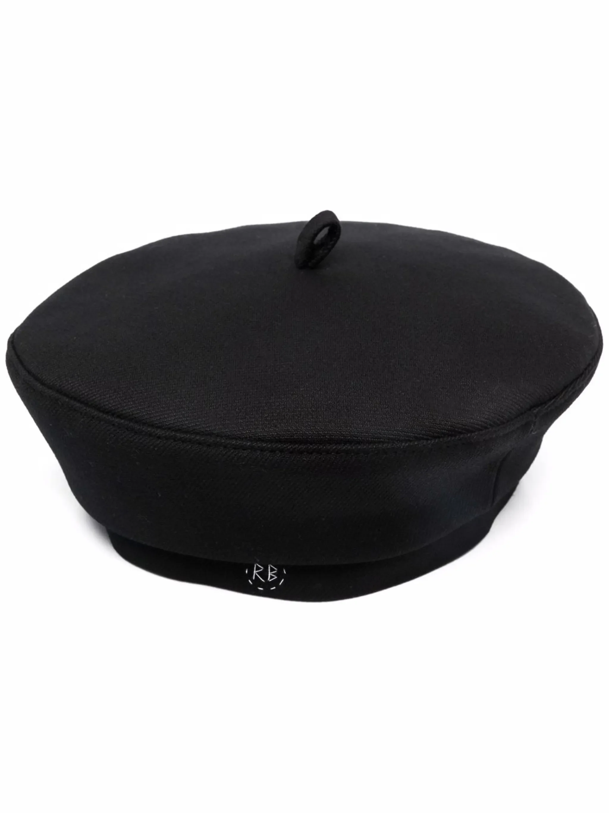 monogram-embroidered wool-blend beret