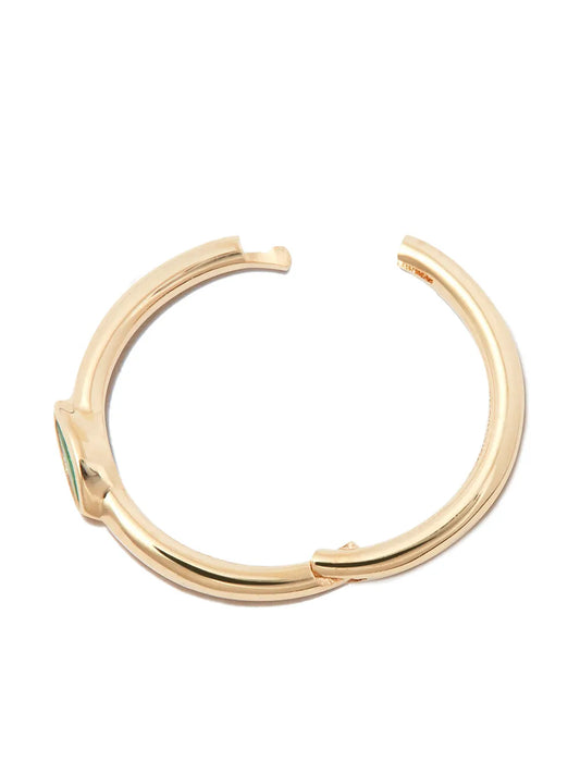 14kt yellow gold marquise emerald single hoop earring