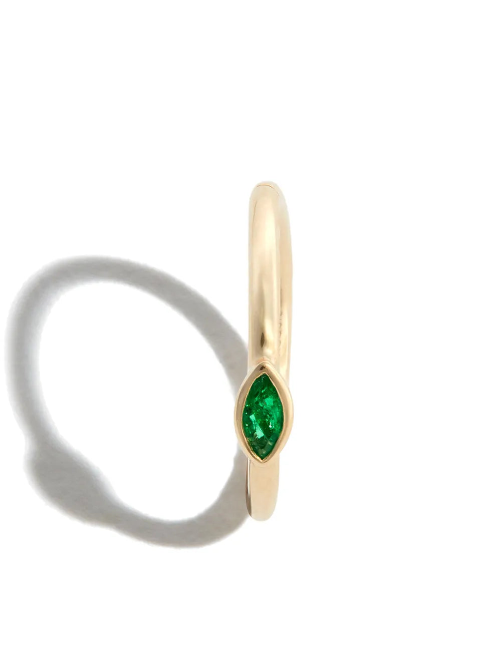14kt yellow gold marquise emerald single hoop earring