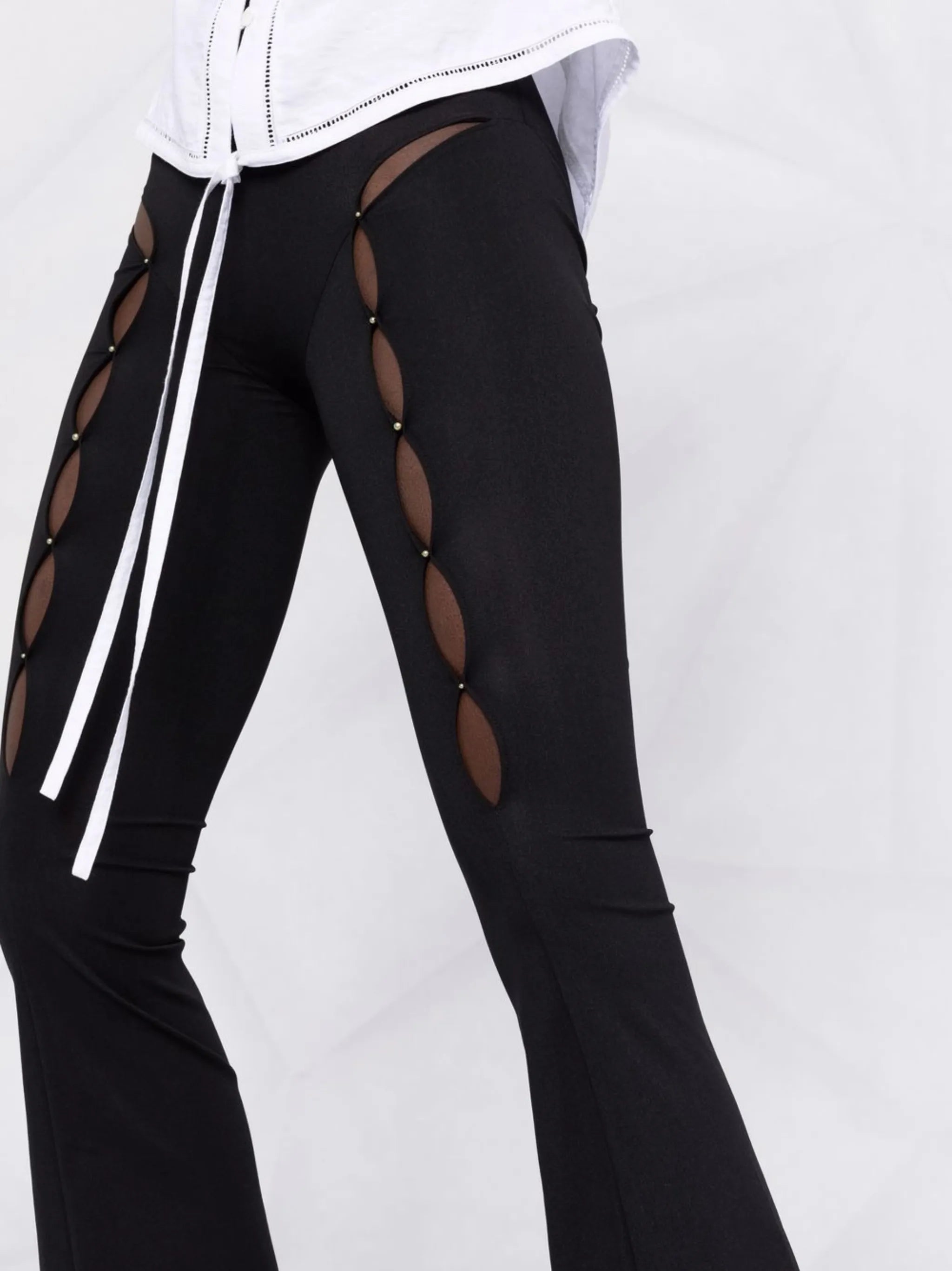 cut out-detail high-waisted trousers
