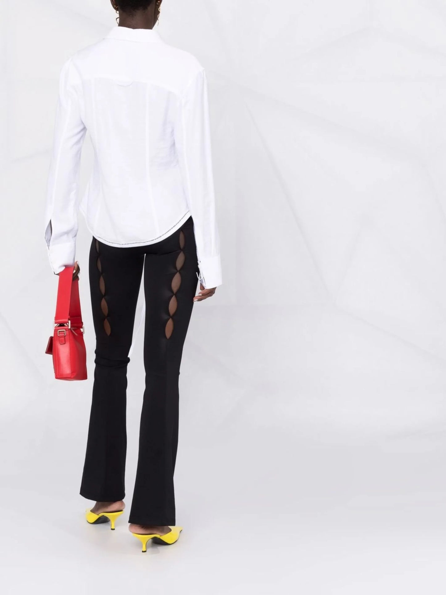 cut out-detail high-waisted trousers